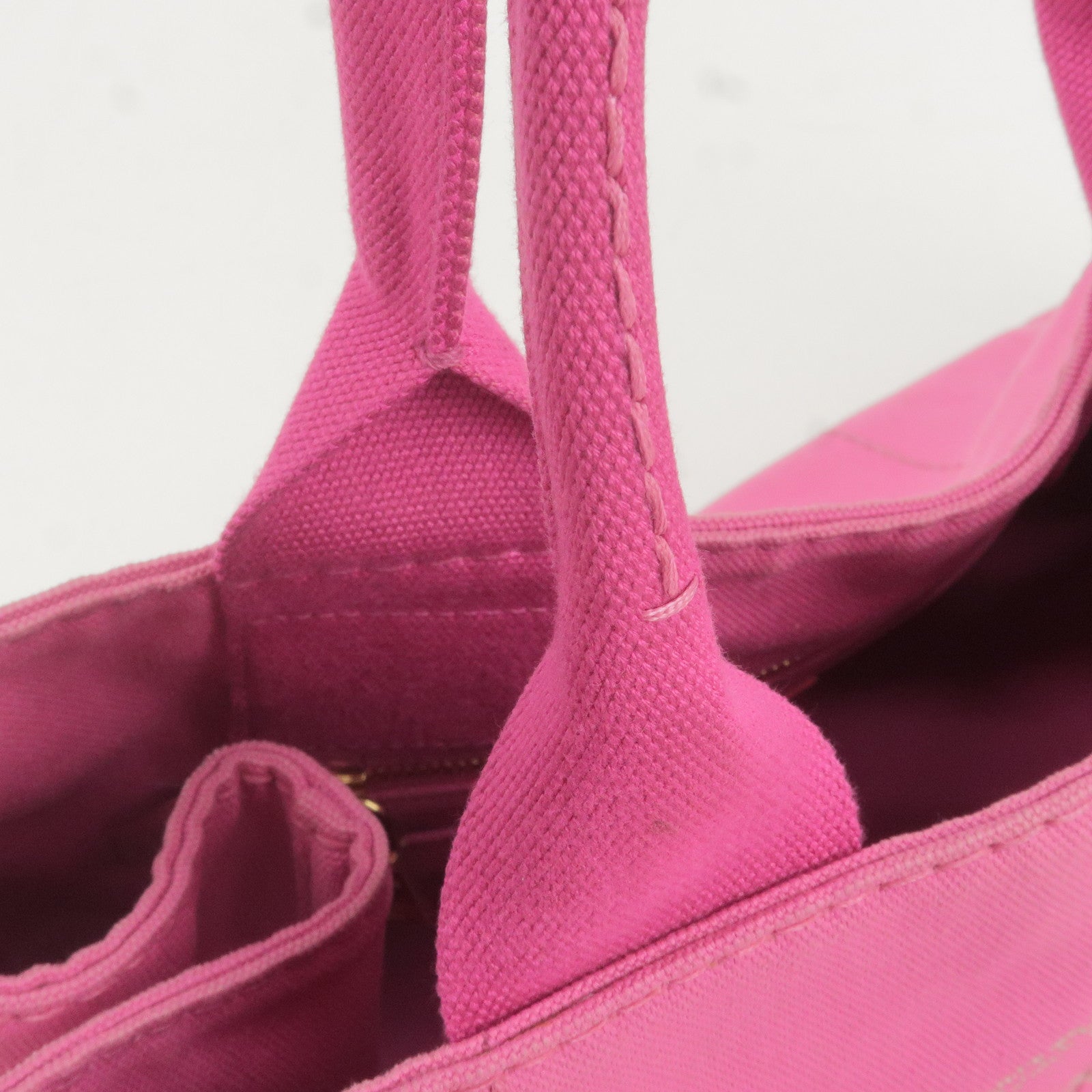 Prada Canapa Canvas Tote Bag Hand Bag Pink BN1877