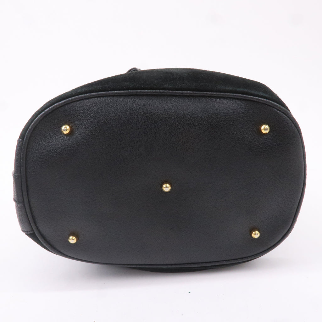 Gucci Bamboo Suede Leather Black 2WAY Bag 001.3754.1657