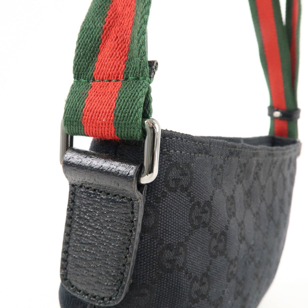GUCCI Sherry GG Canvas Leather Shoulder Bag Black 189749