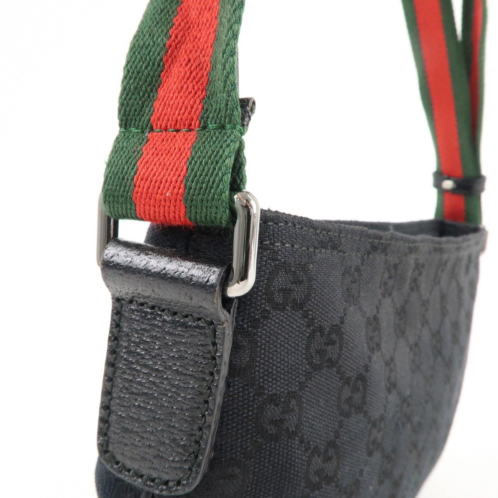 GUCCI Sherry GG Canvas Leather Shoulder Bag Black 189749