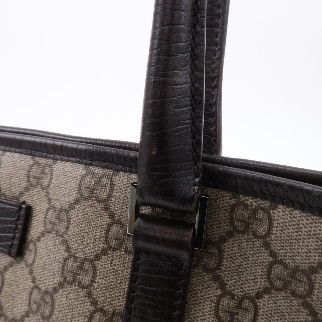GUCCI GG Supreme Leather Tote Bag Beige Brown 114595
