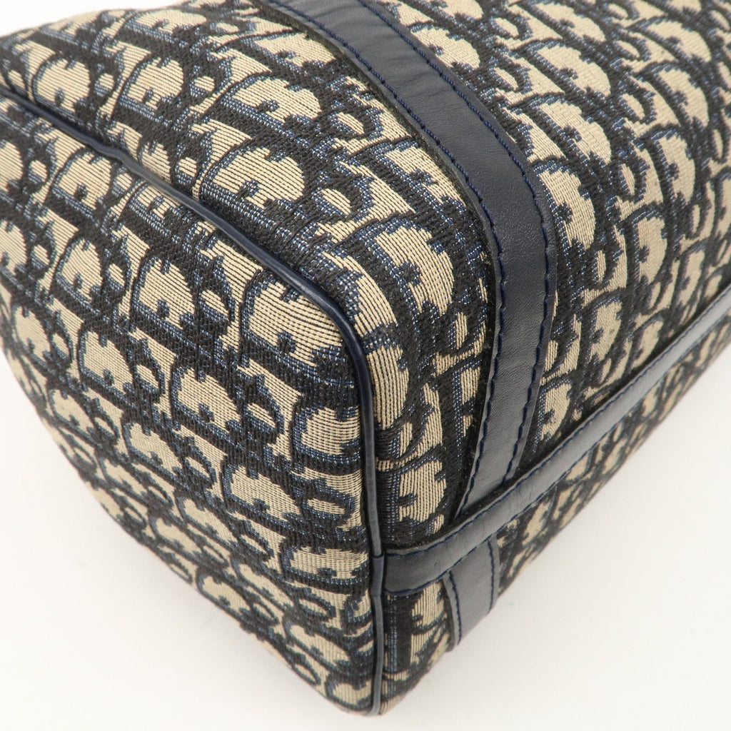 Christian Dior Trotter Canvas Leather Boston Bag Navy