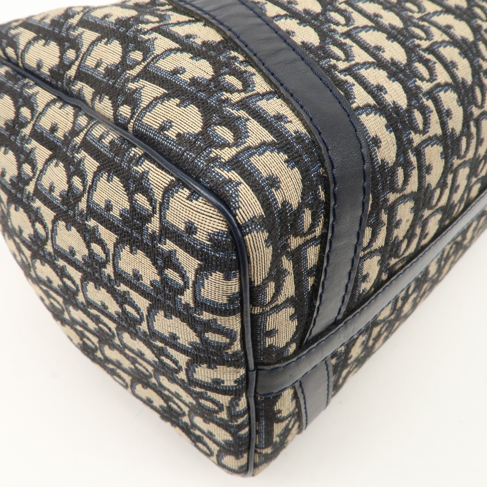 Christian Dior Trotter Canvas Leather Boston Bag Navy