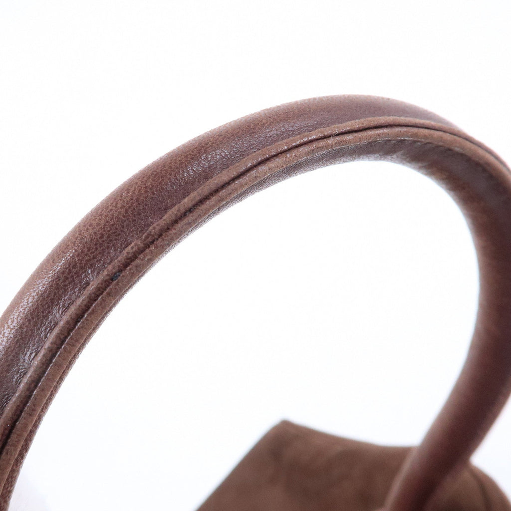 Christian Dior Cannage Suede Leather Hand Bag Brown