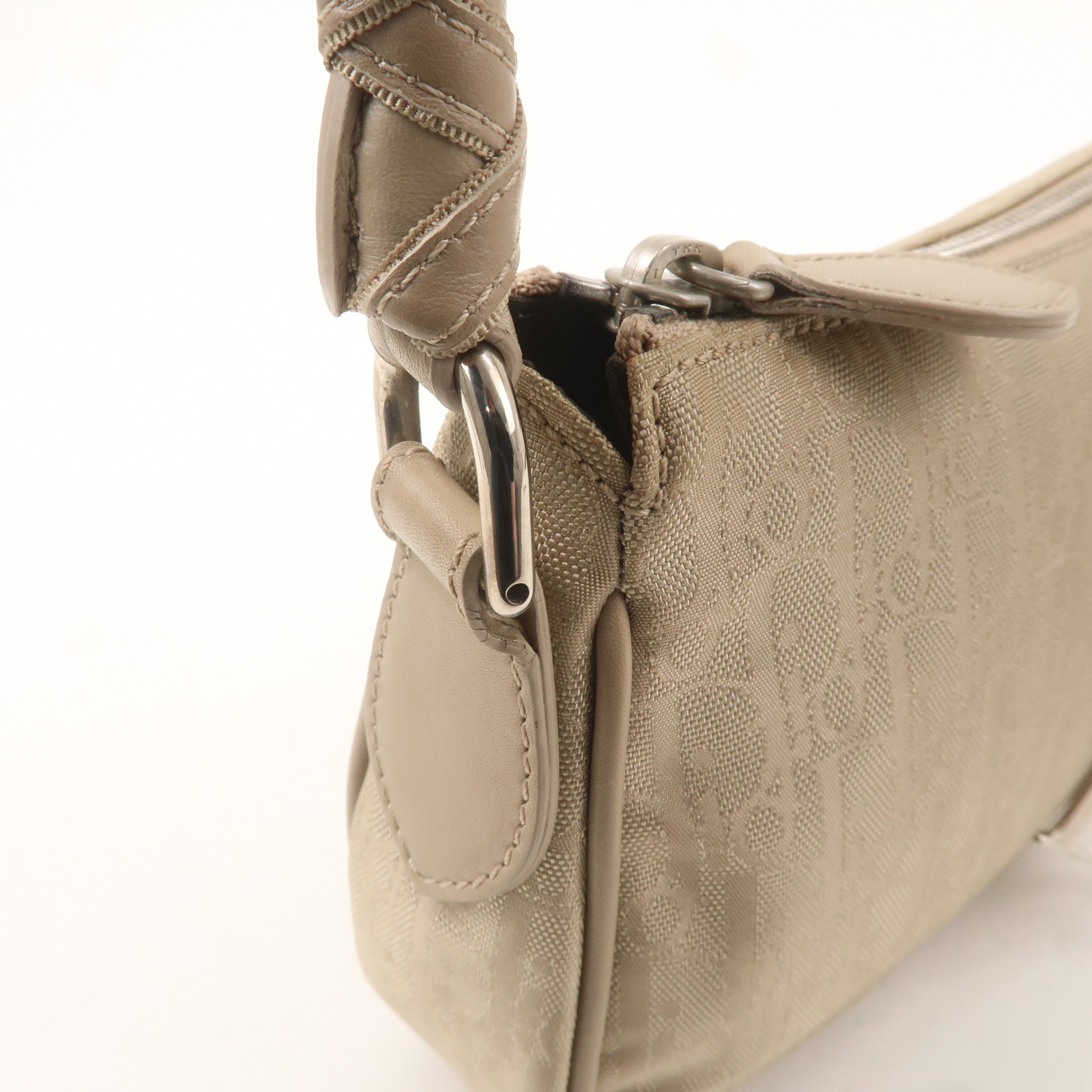 Christian Dior Trotter Nylon Leather Shoulder Bag Beige