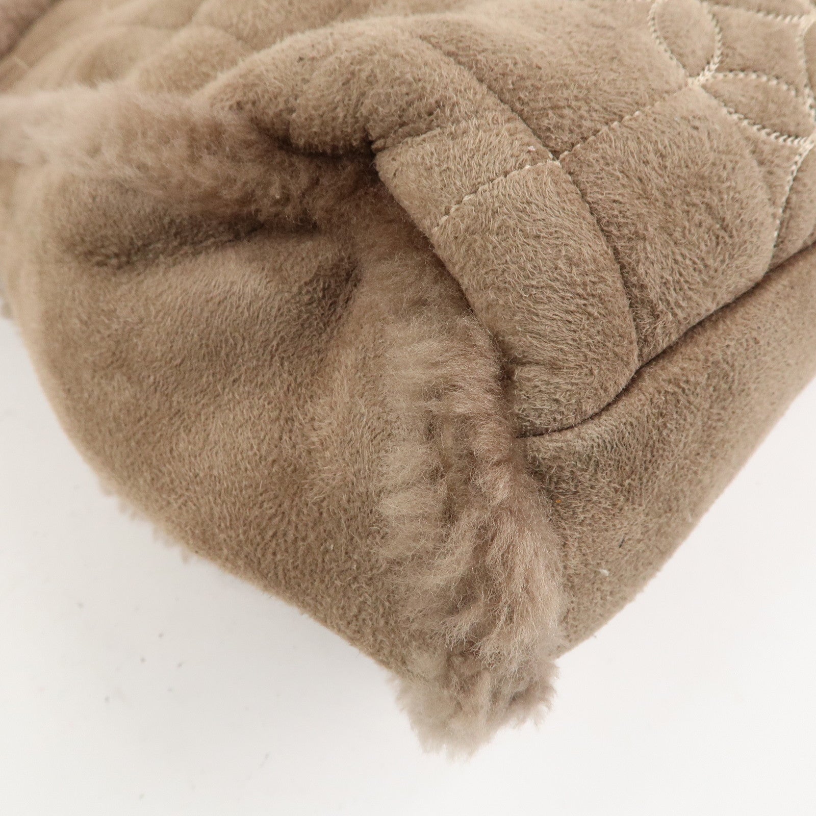 CHANEL Nubuck Fur Leather Shoulder Bag Hand Bag Beige