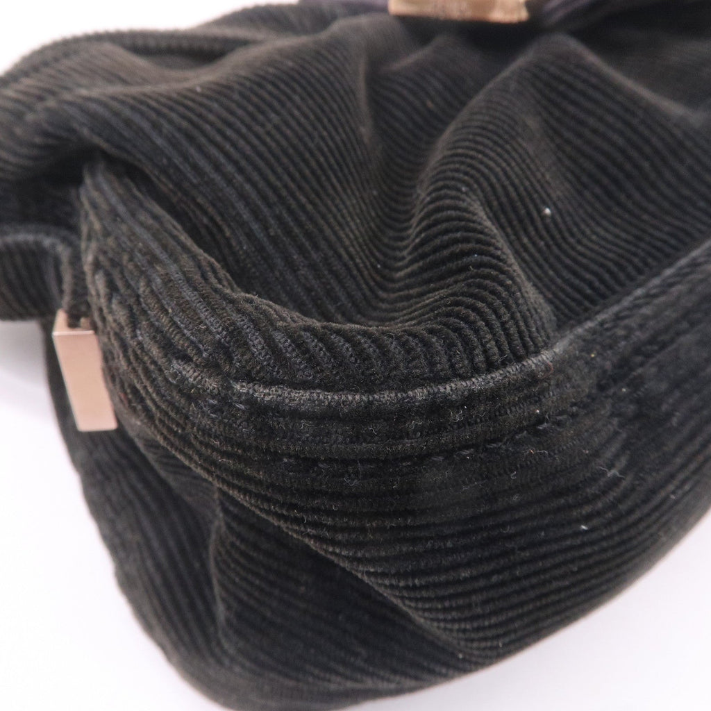 FENDI Corduroy Shoulder Bag Hand Bag Black