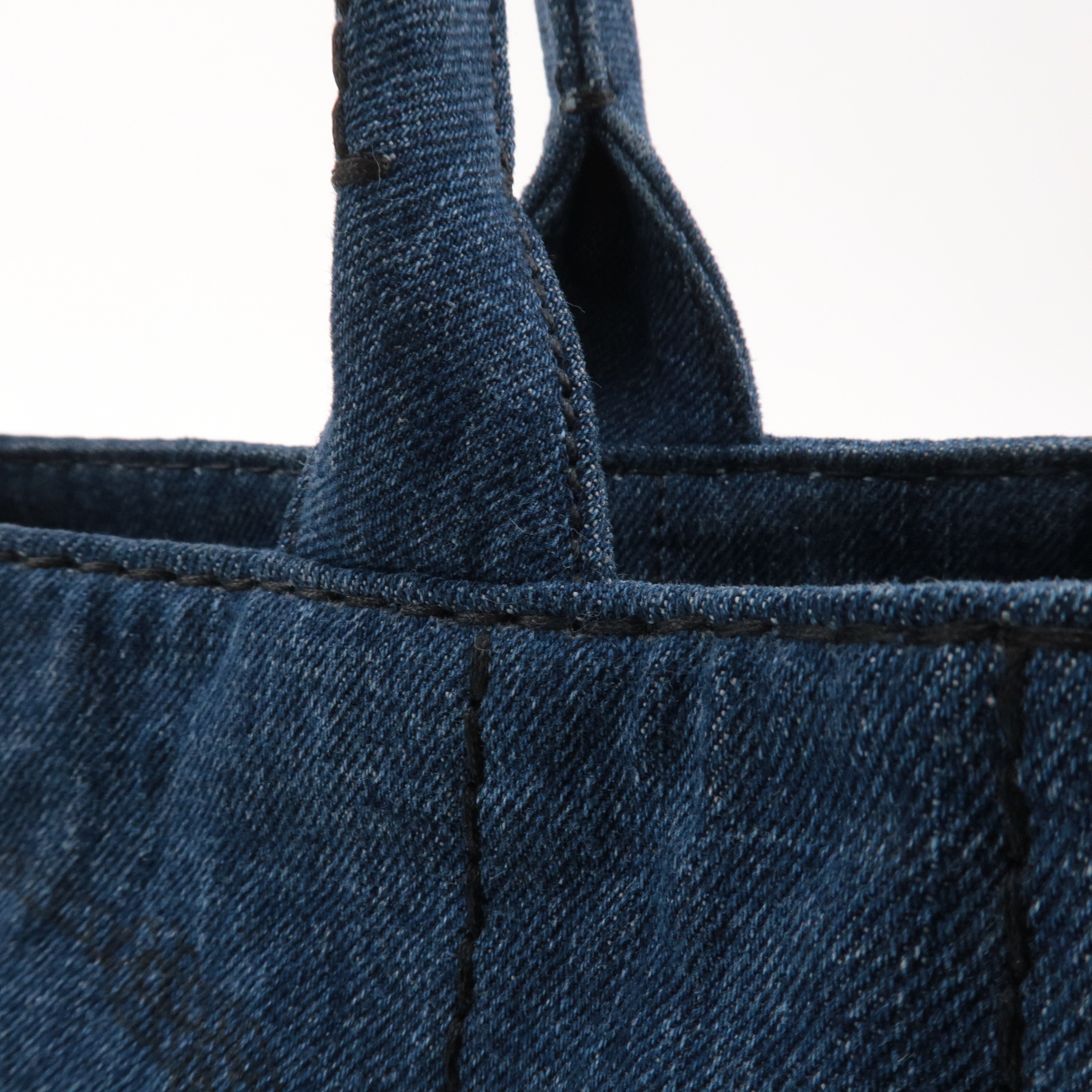 Prada Denim Canapa Mini Canvas 2Way Tote Bag Hand Bag Navy 1BG439