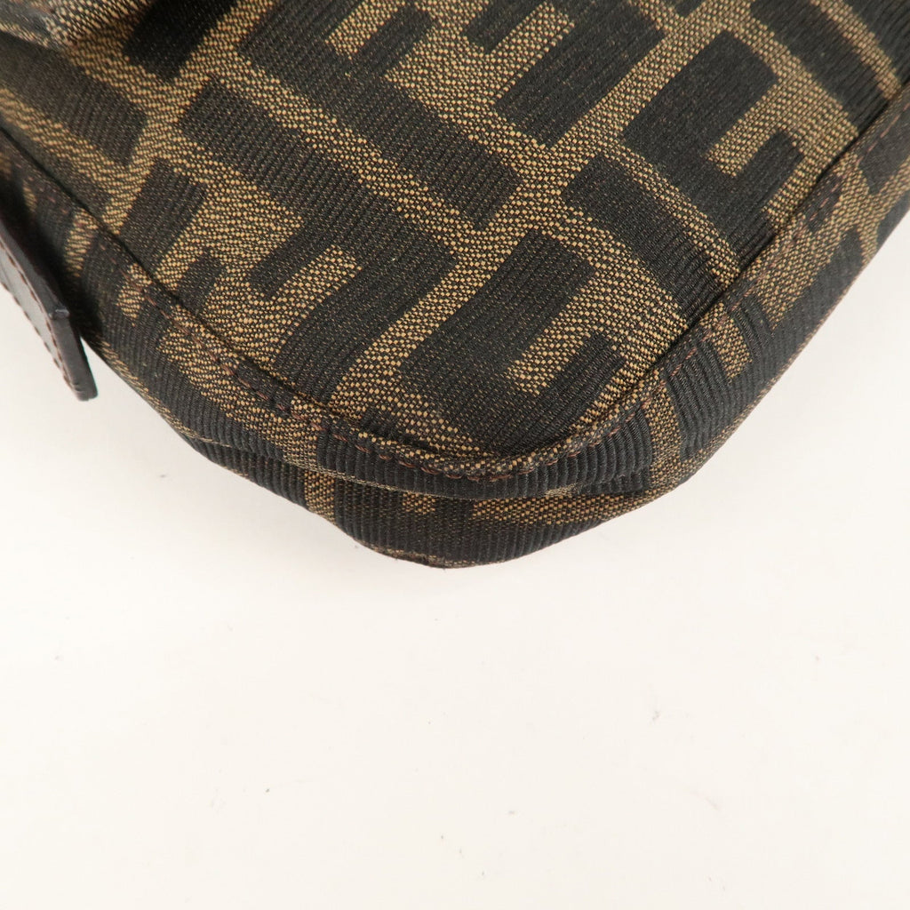 FENDI Mamma Baguette Canvas Leather Shoulder Bag Brown 26424