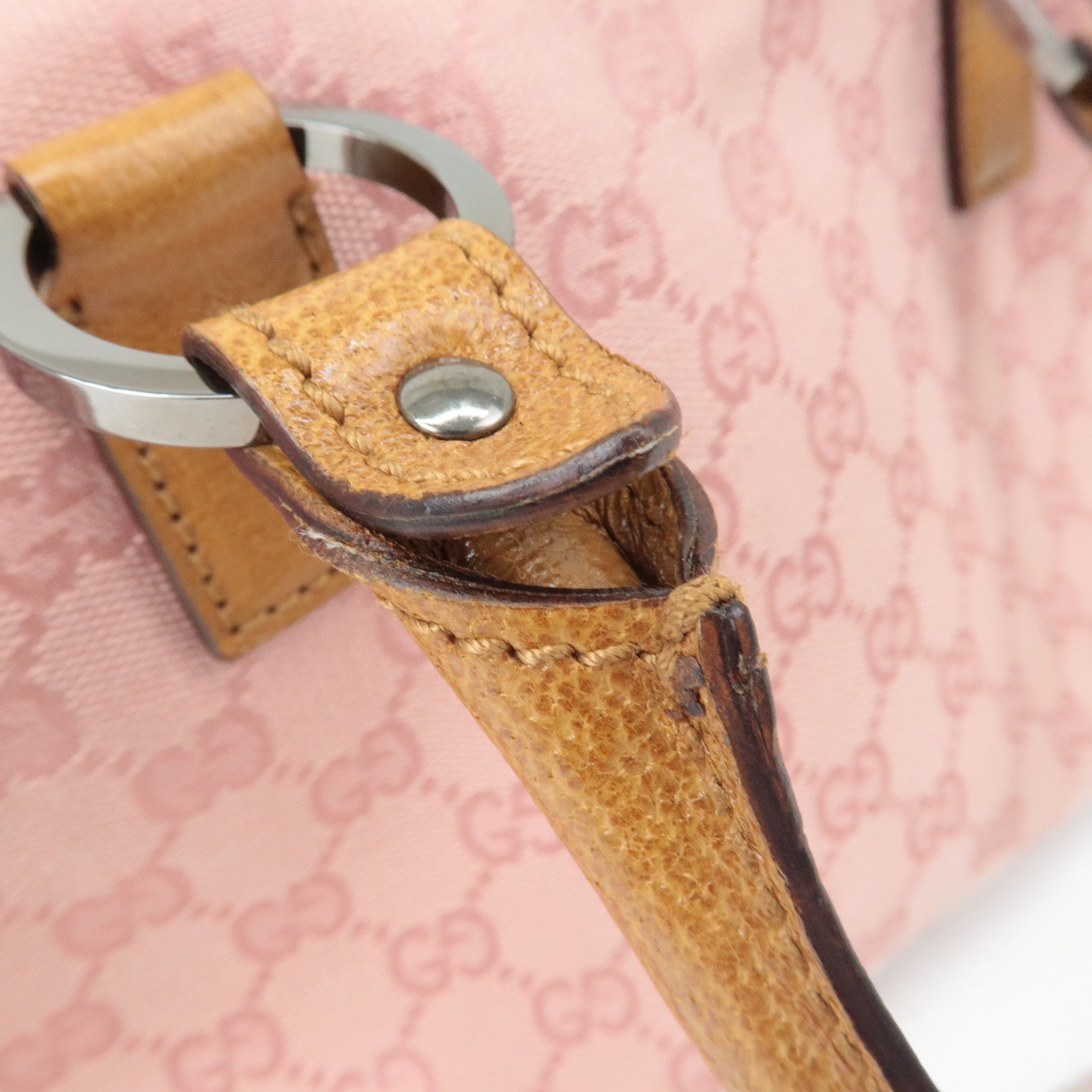 GUCCI GG Canvas Leather Mini Boston Bag Hand Bag Pink 113009