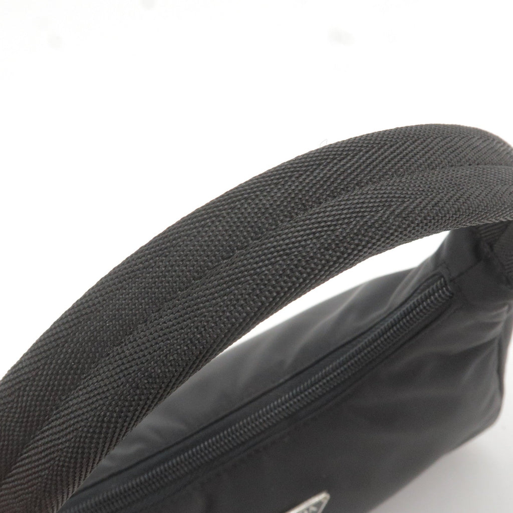 Prada Logo Nylon Hand Bag Pouch Purse NERO Black