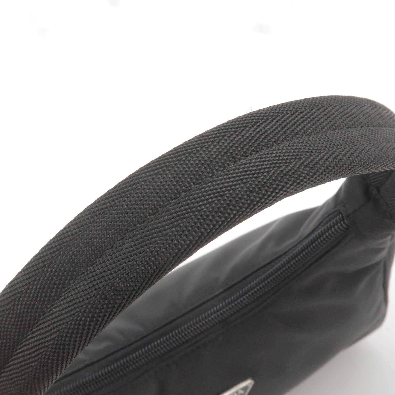 Prada Logo Nylon Hand Bag Pouch Purse NERO Black