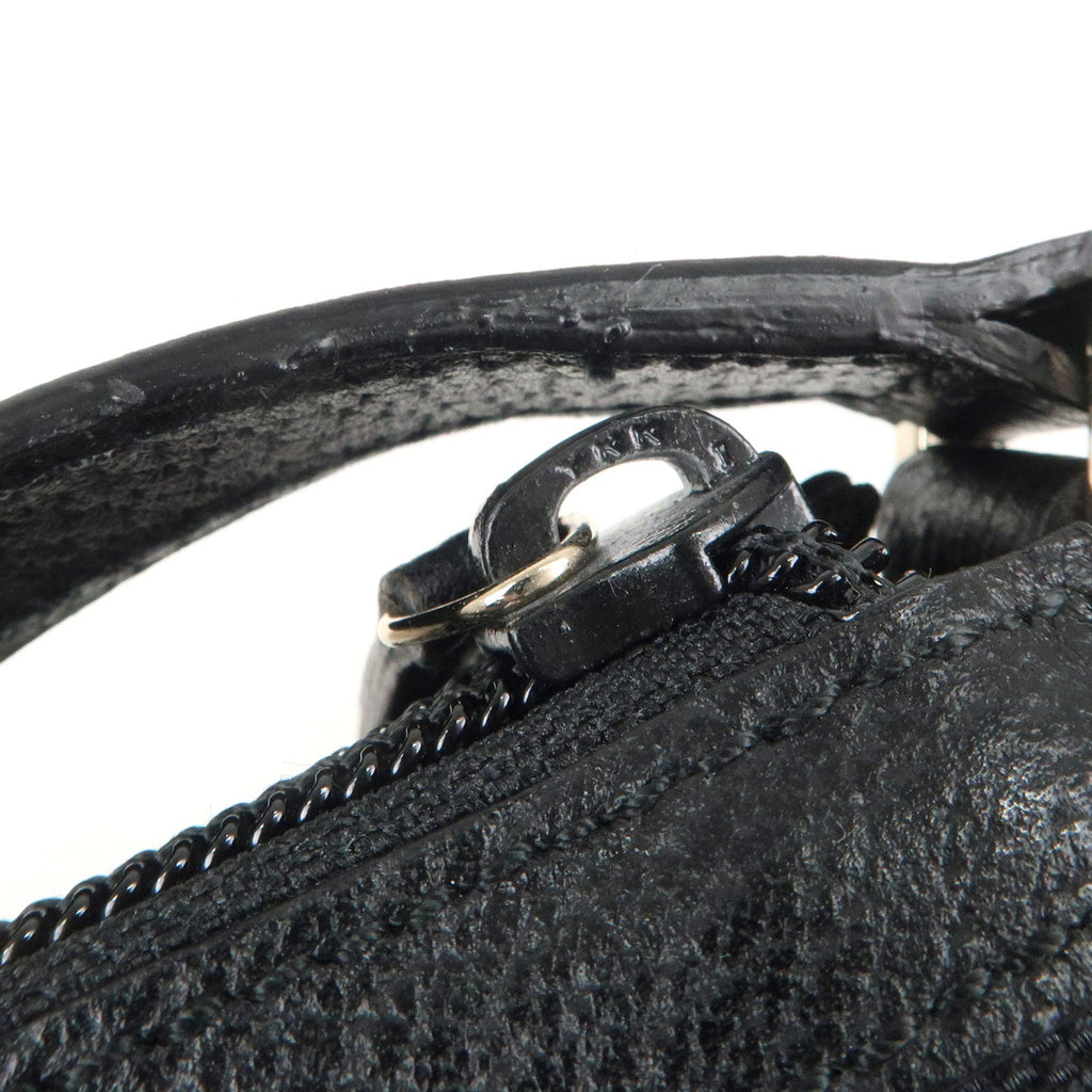 GUCCI Abbey GG Canvas Leather Hand Bag Pouch Black 145750