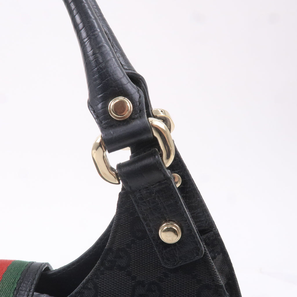 GUCCI Sherry GG Canvas Leather Shoulder Bag Black 130995