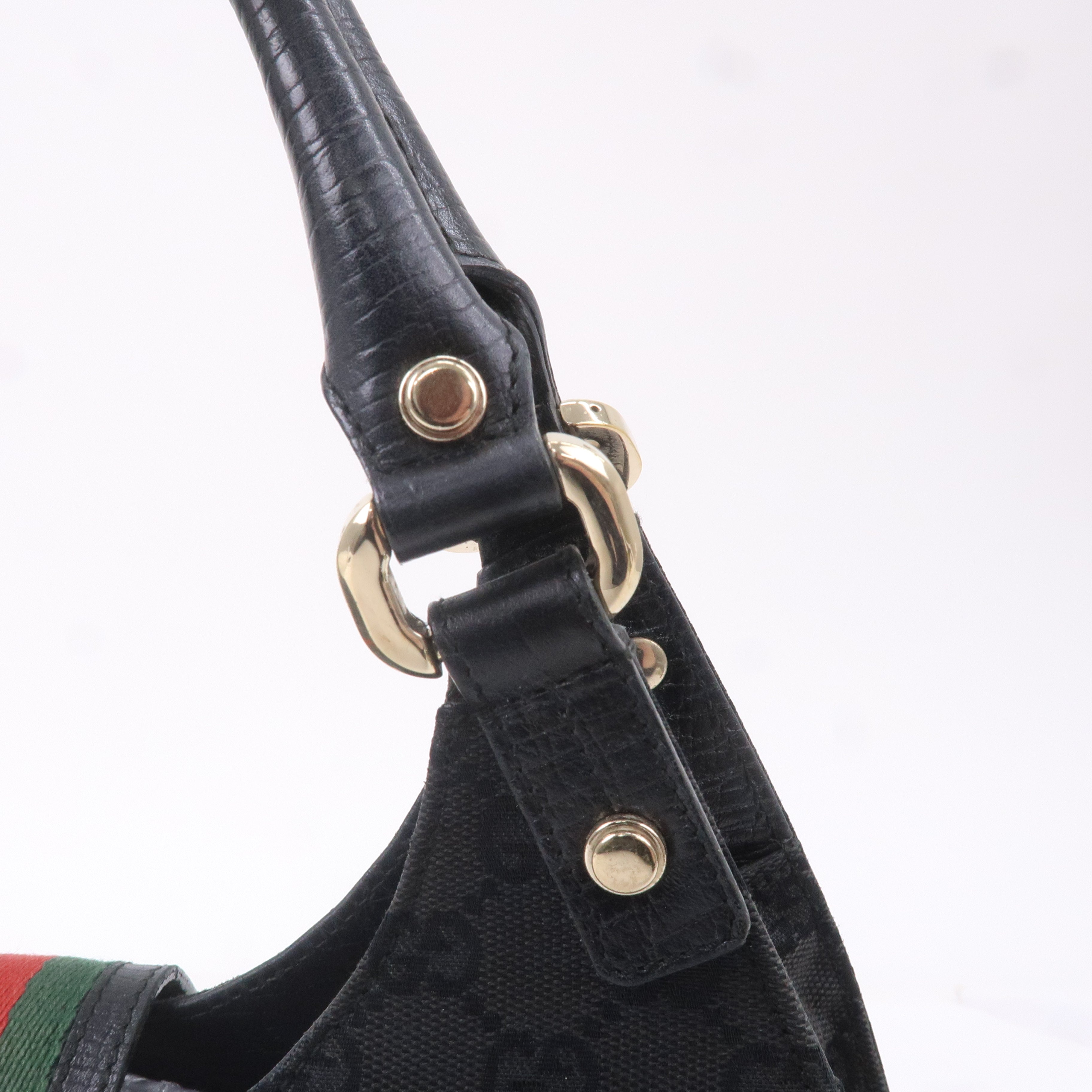 GUCCI Sherry GG Canvas Leather Shoulder Bag Black 130995