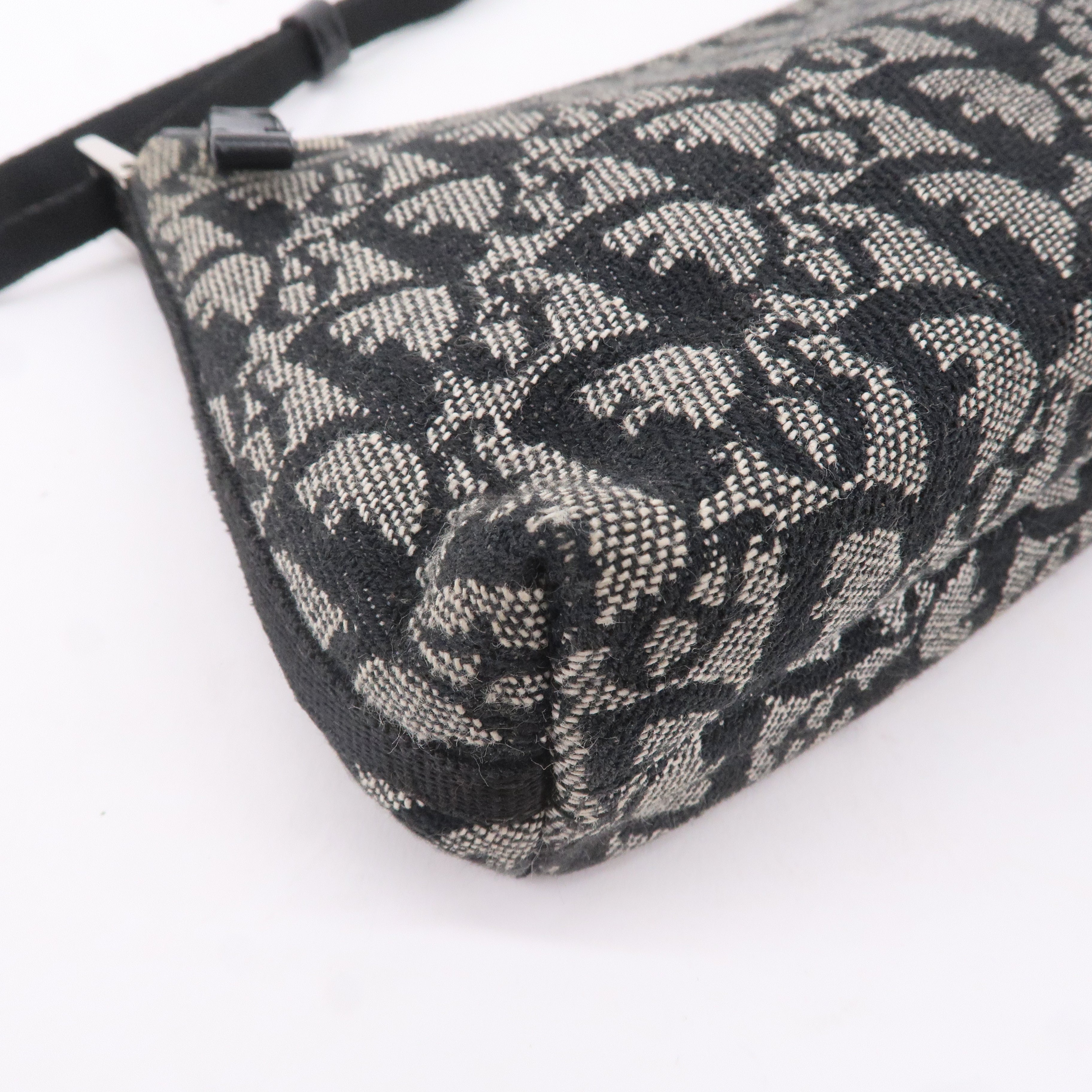 Christian Dior Trotter Canvas Leather Hand Bag Pouch Black