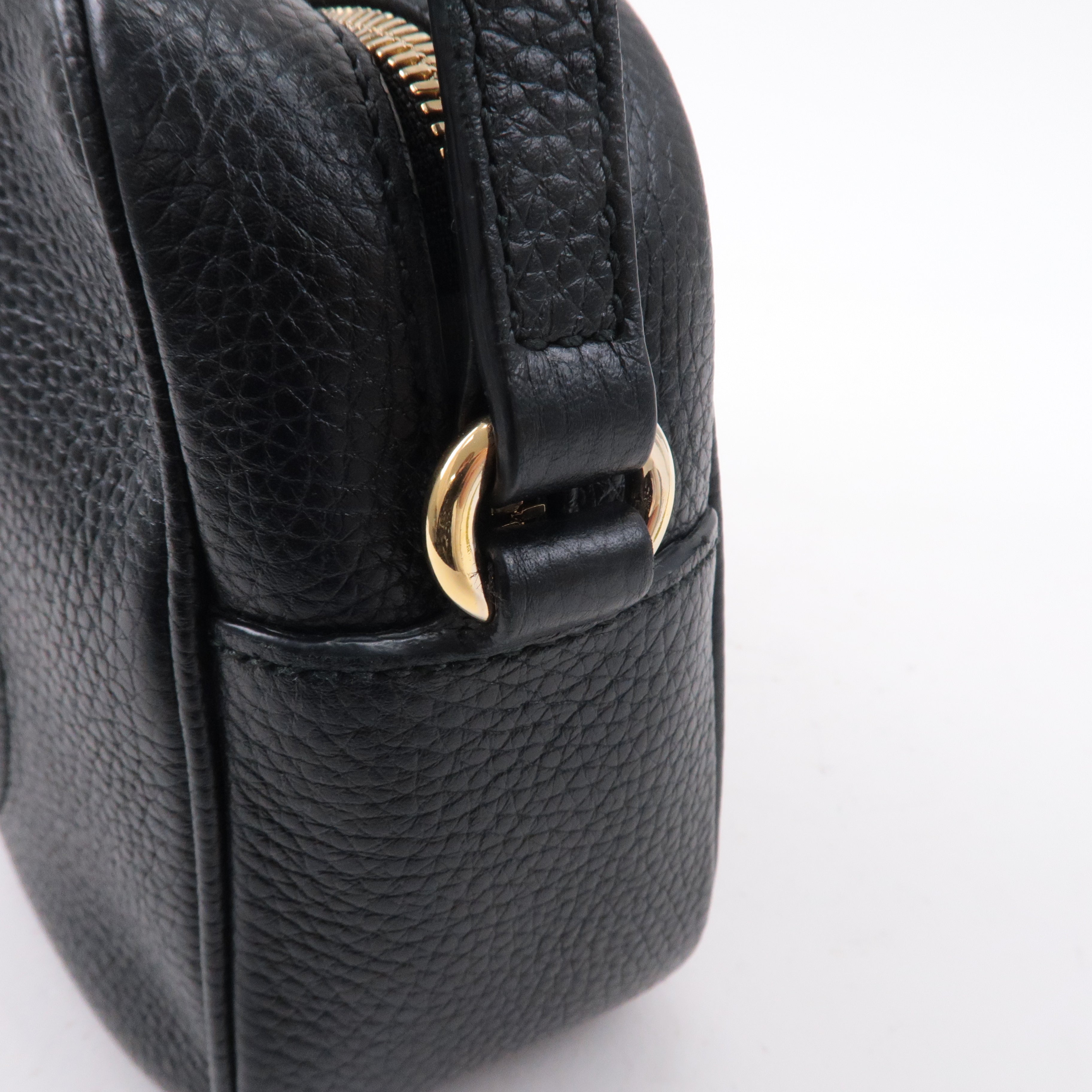 GUCCI SOHO Small Disco Leather Shoulder Bag Black 308364