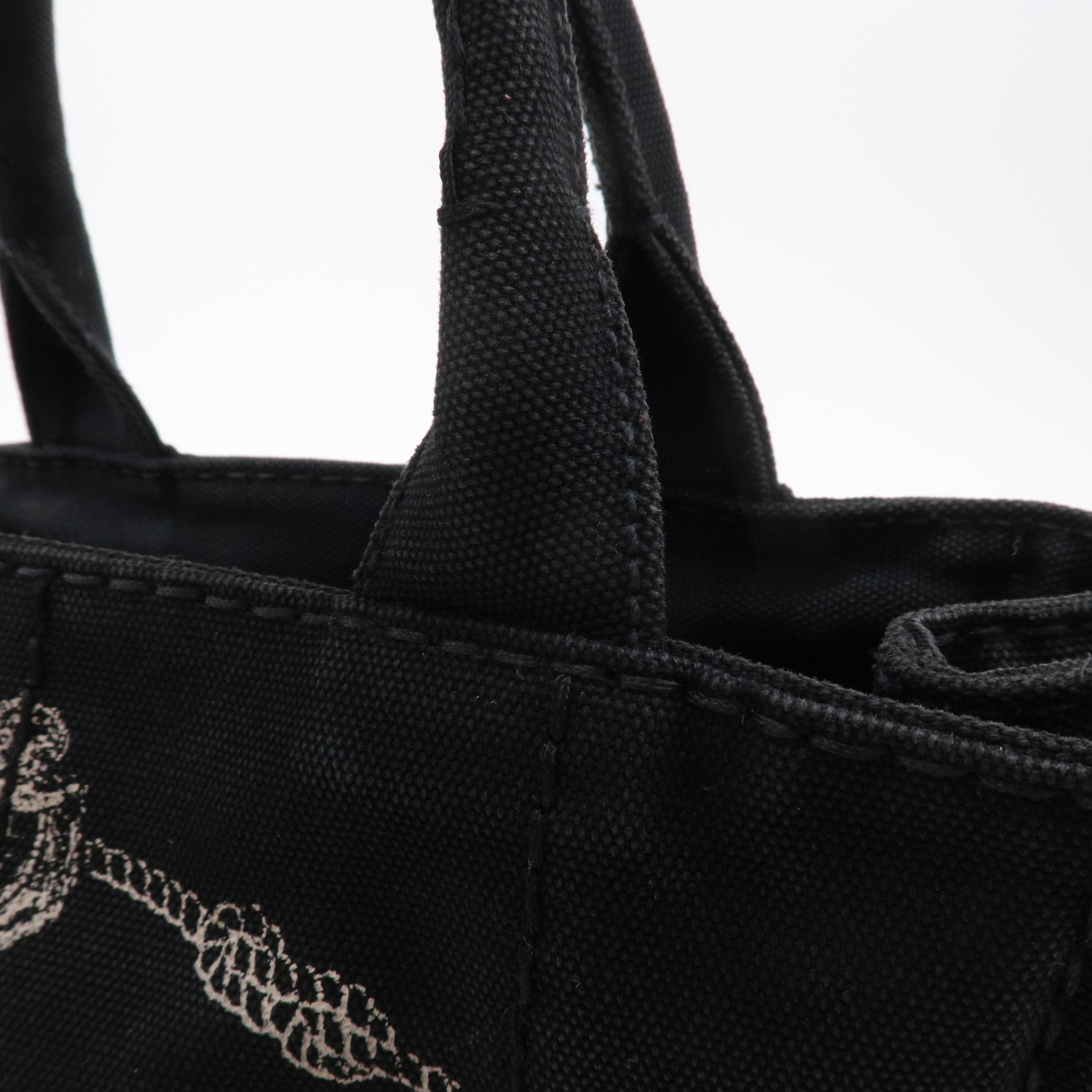 Prada Canapa Mini Canvas Tote Bag Hand Bag Black