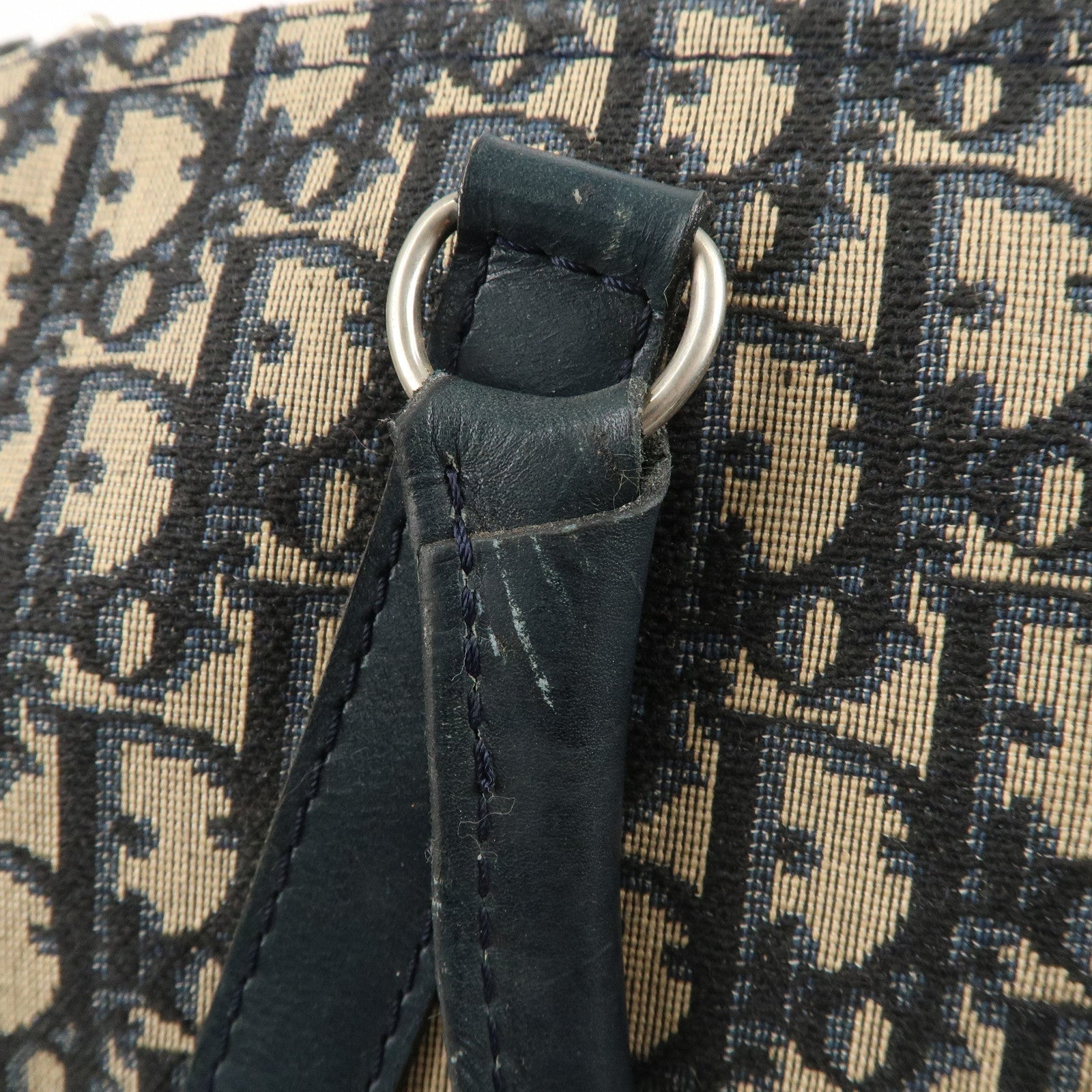 Christian Dior Trotter Canvas Leather Boston Bag Navy