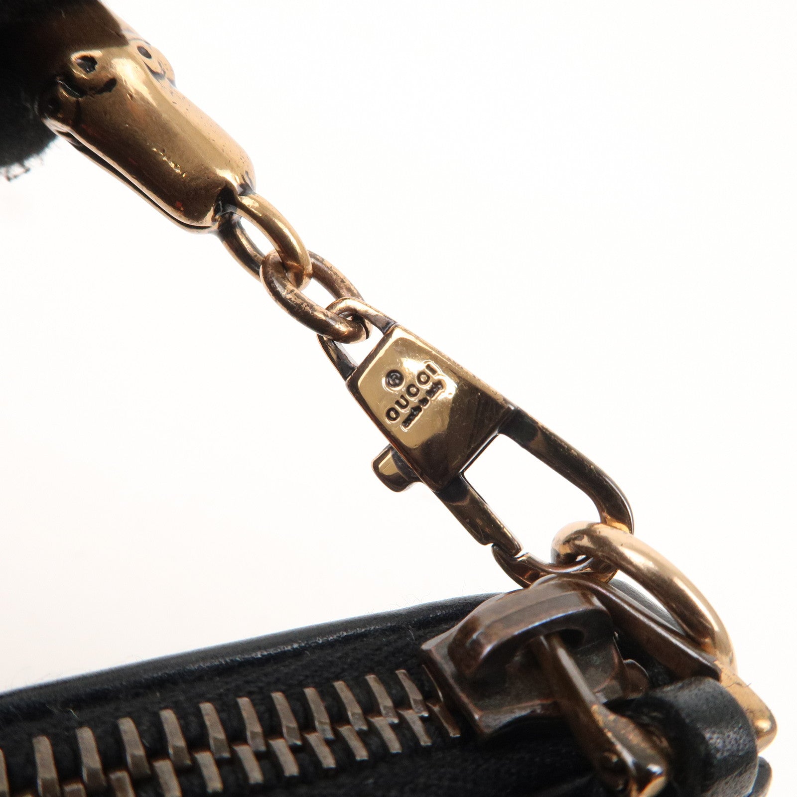 GUCCI Sherry Bamboo GG Canvas Leather Chain Bag Black 129423