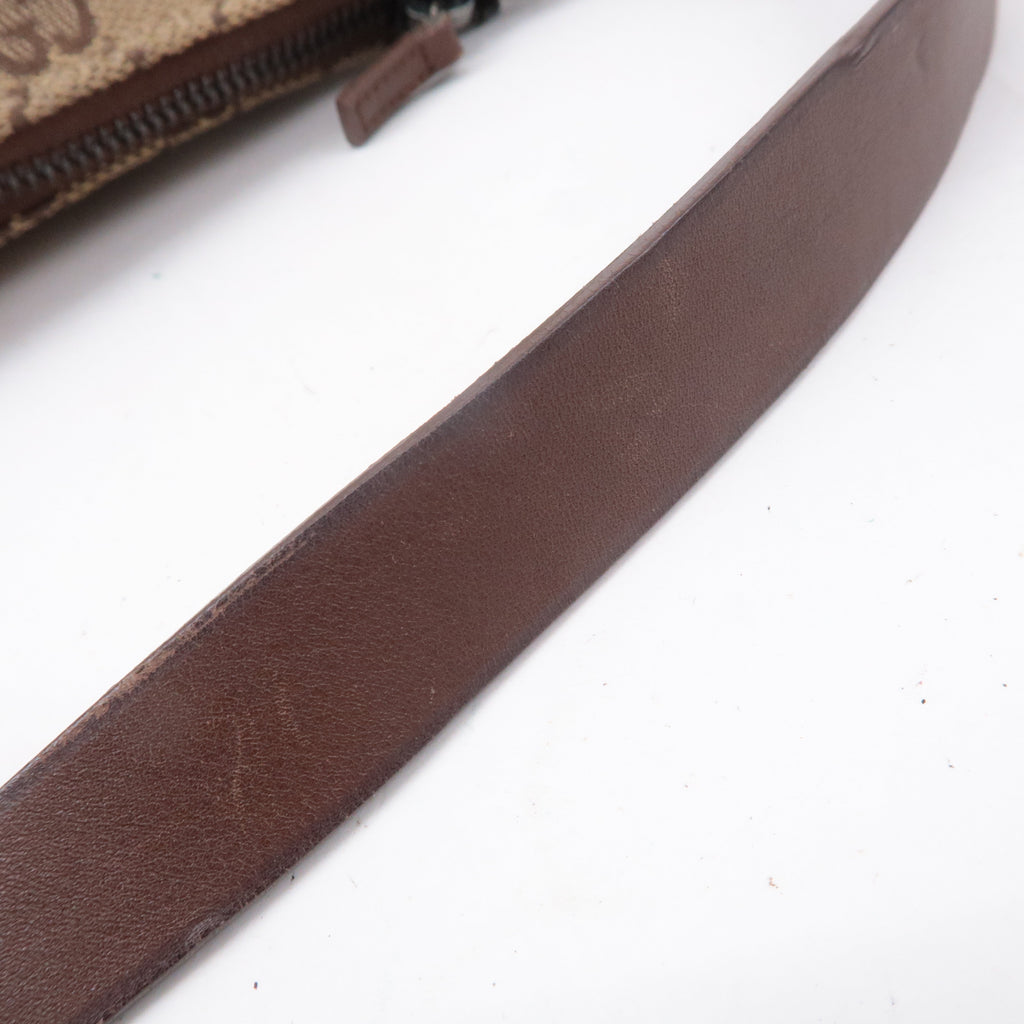 GUCCI GG Canvas Leather Hand Bag Pouch Beige Brown 103399