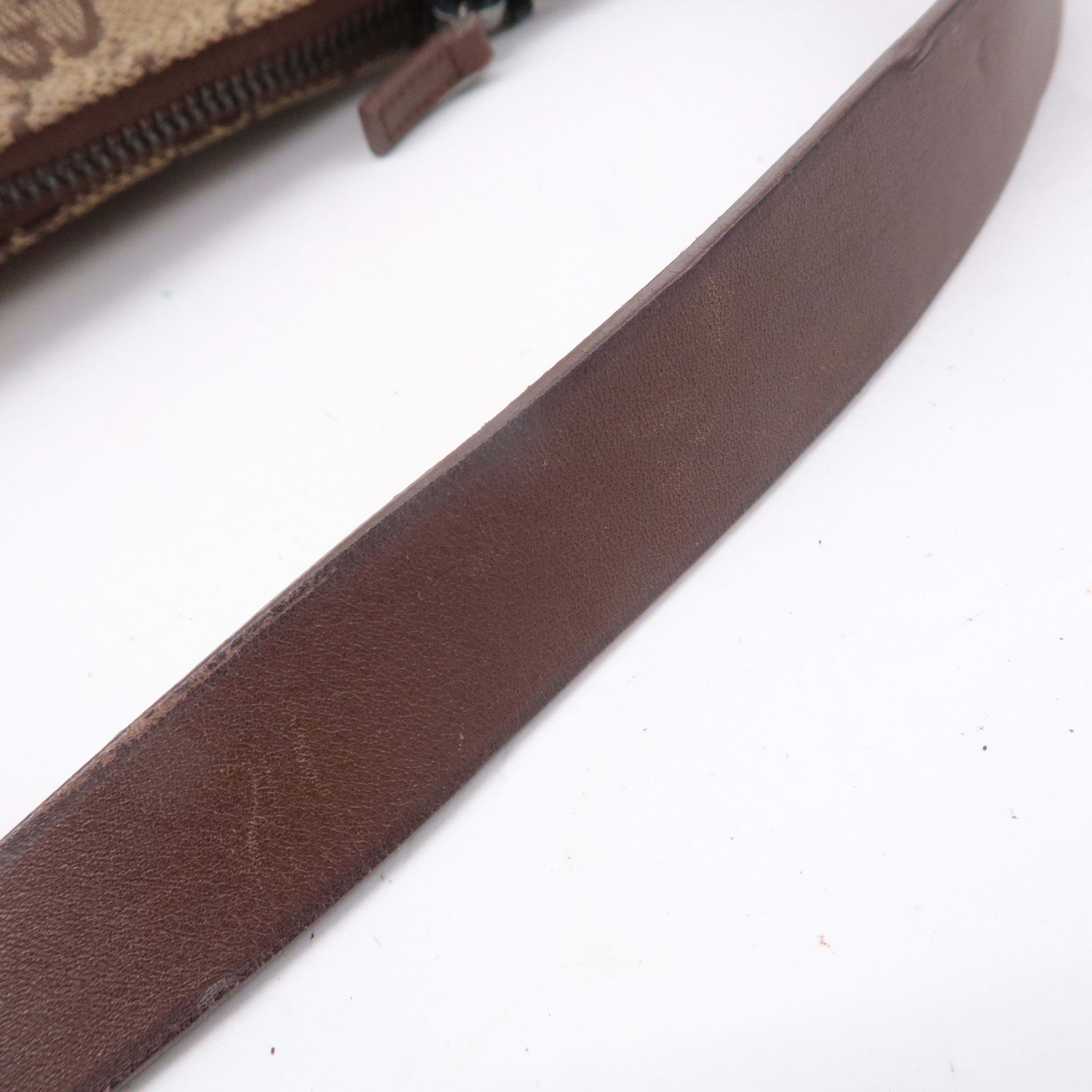 GUCCI GG Canvas Leather Hand Bag Pouch Beige Brown 103399