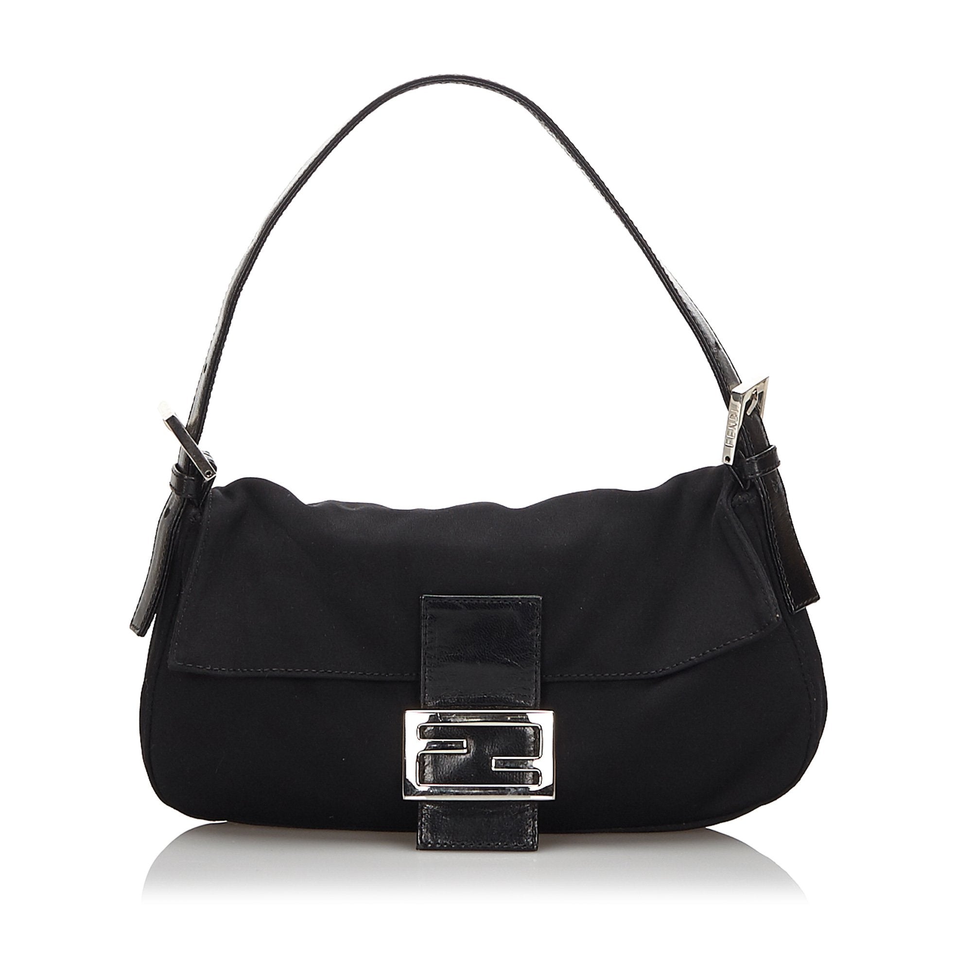 Pre-Loved Fendi Black Cotton Fabric Mamma Baguette Italy