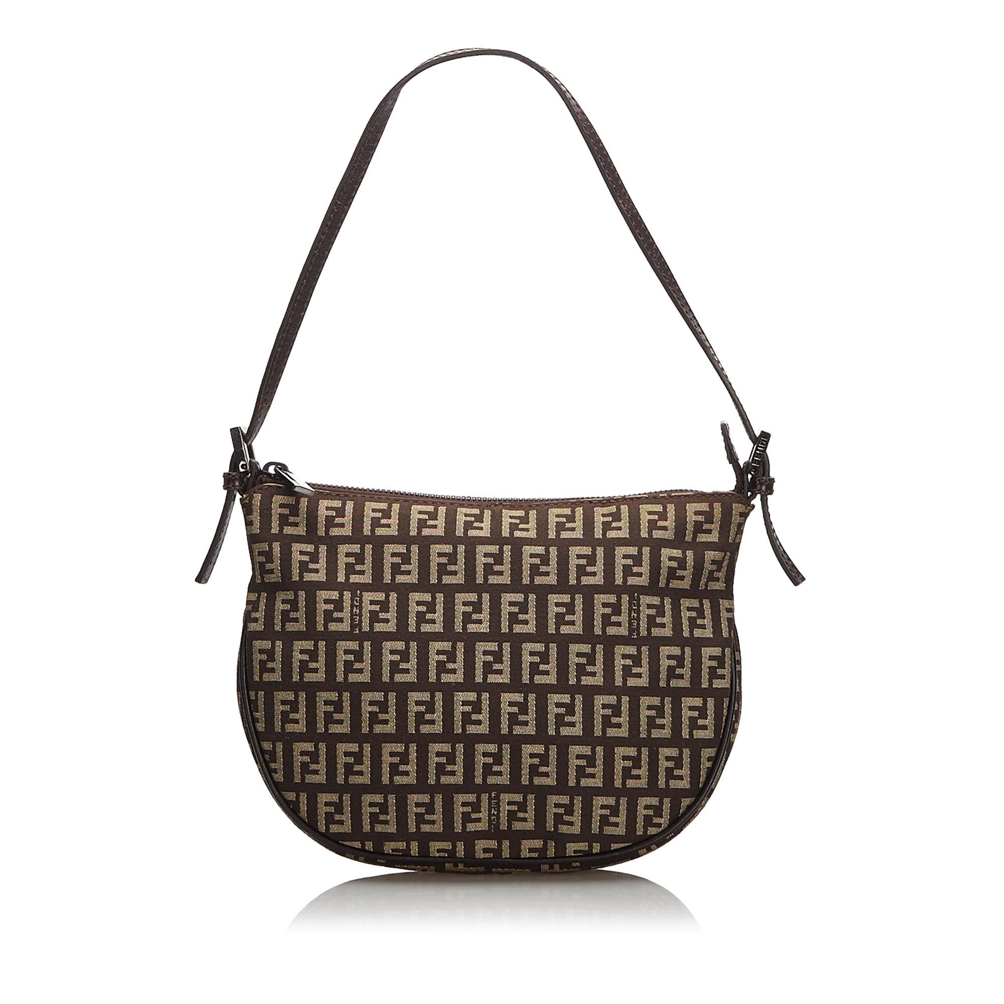 Pre-Loved Fendi Brown Dark Canvas Fabric Zucchino Baguette Italy