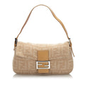 Pre-Loved Fendi Brown Beige Wool Fabric Zucca Mamma Baguette Italy