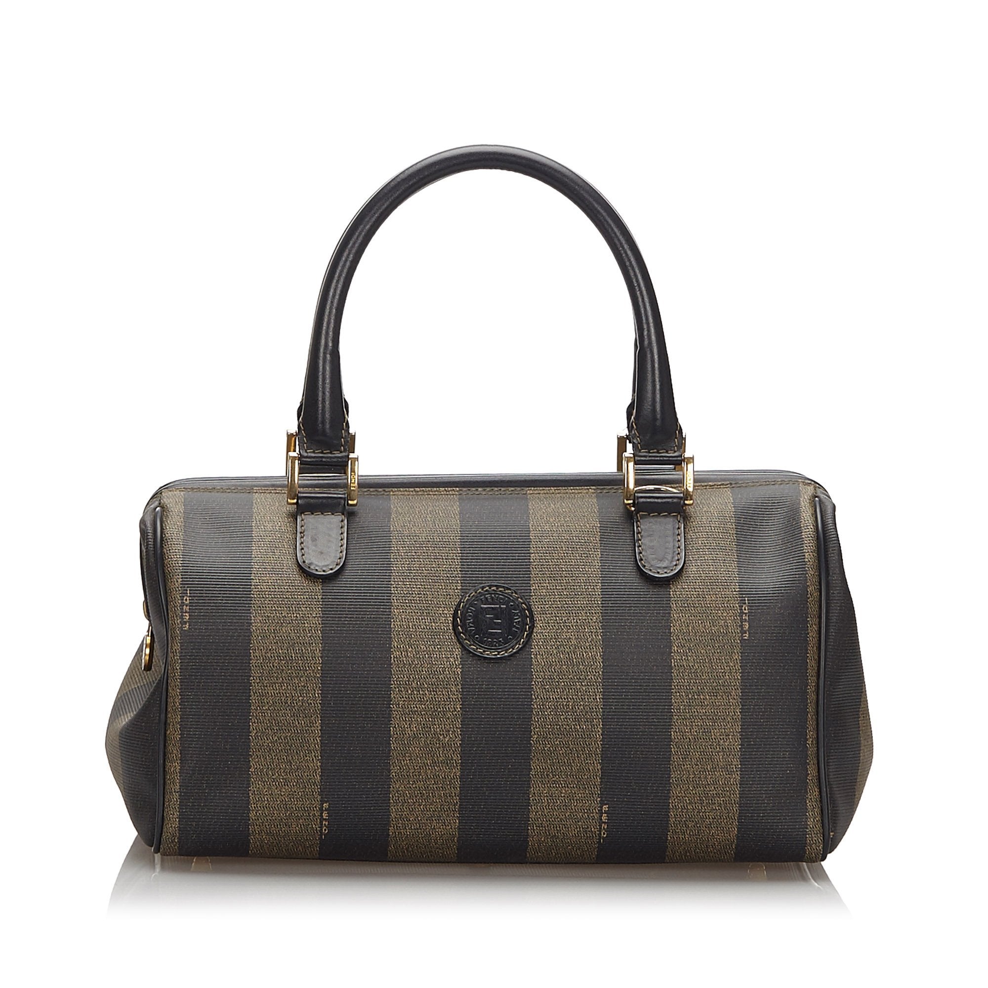 Pre-Loved Fendi Brown PVC Plastic Pequin Mini Boston Bag Italy