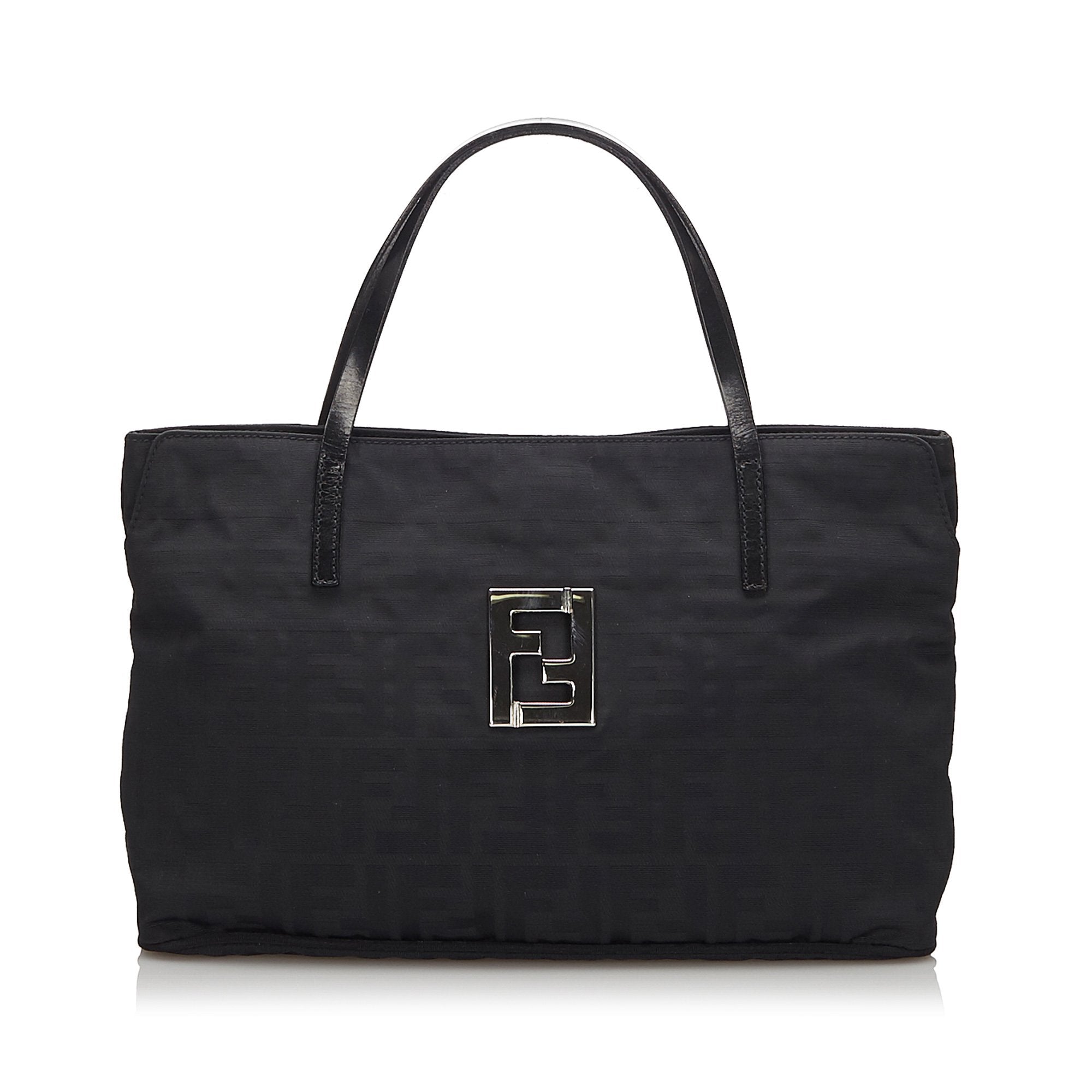 Pre-Loved Fendi Black Canvas Fabric Zucca Handbag Italy