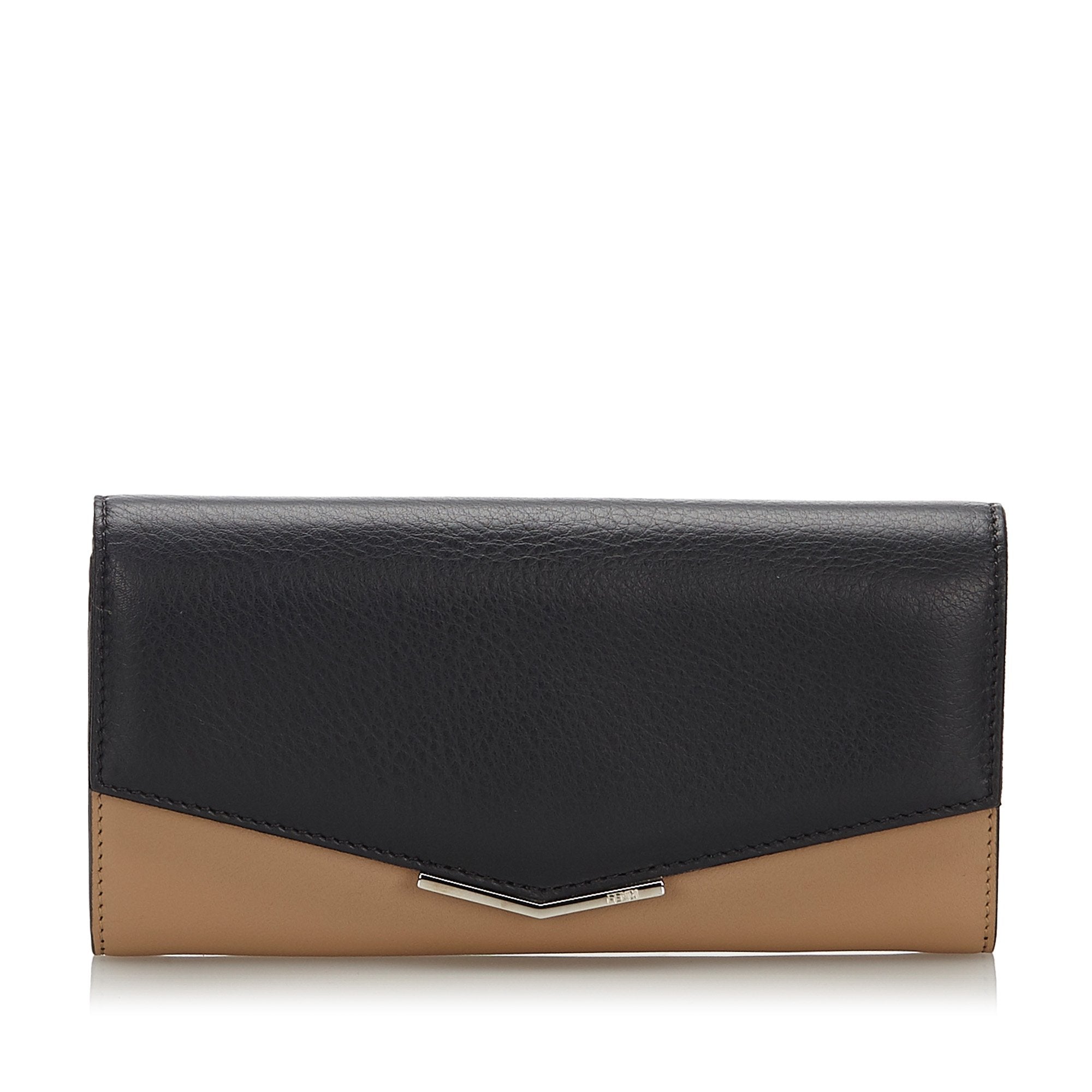 Pre-Loved Fendi Black Others Leather Long Wallet Italy