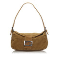 Pre-Loved Fendi Brown Light Corduroy Fabric Shoulder Bag Italy