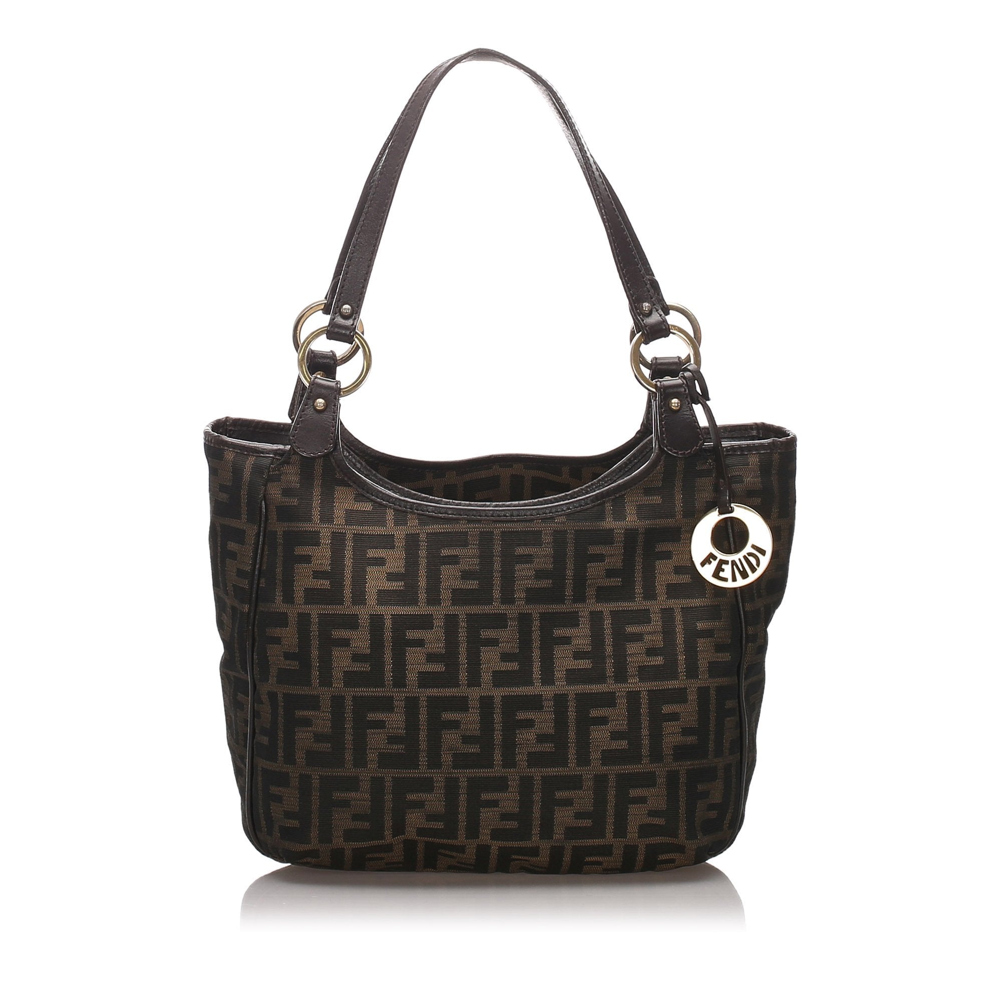 Pre-Loved Fendi Brown Dark Canvas Fabric Zucca Shoulder Bag Italy