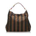 Pre-Loved Fendi Brown Nylon Fabric Pequin Shoulder Bag Italy