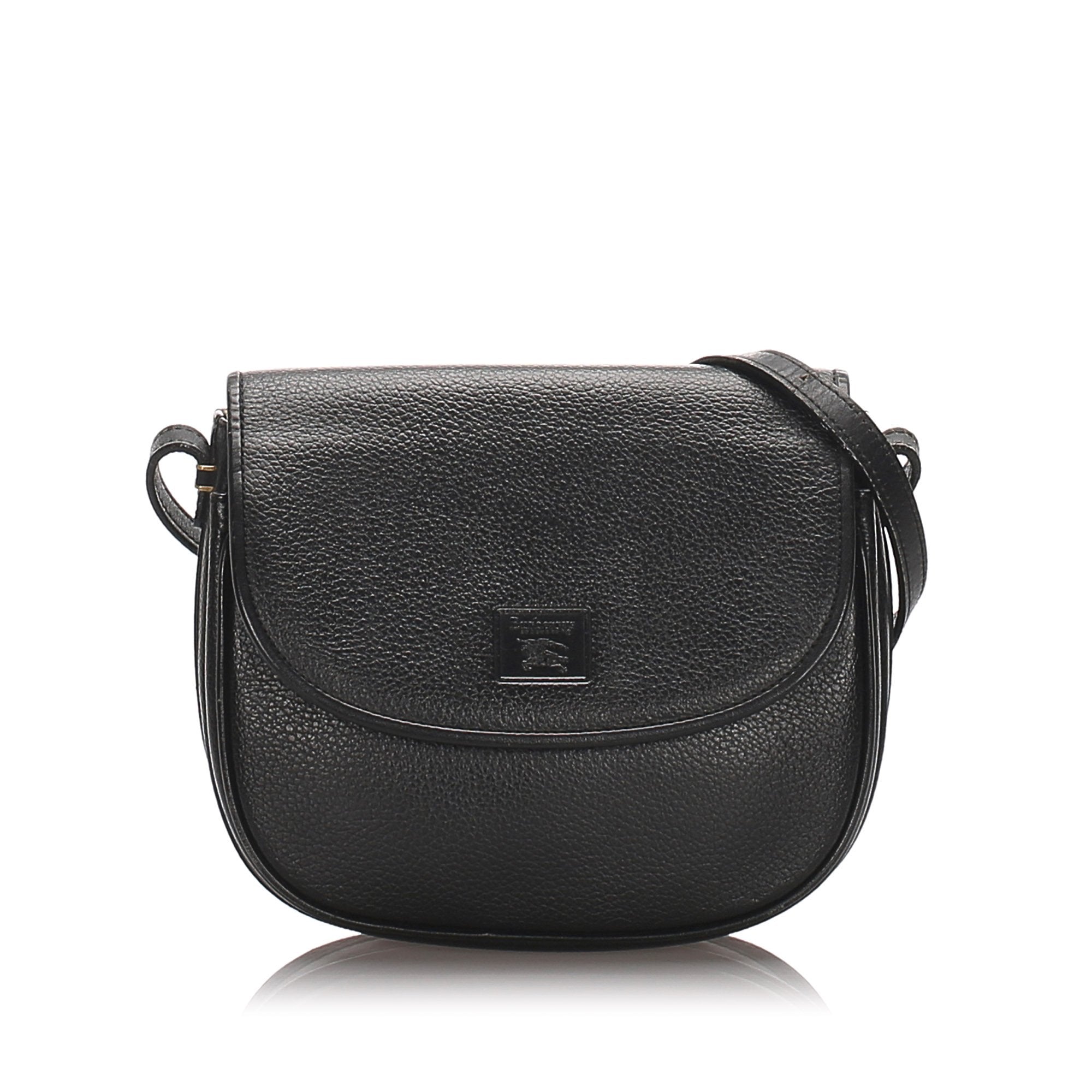 Pre-Loved Burberry Black Calf Leather Crossbody Bag United Kingdom