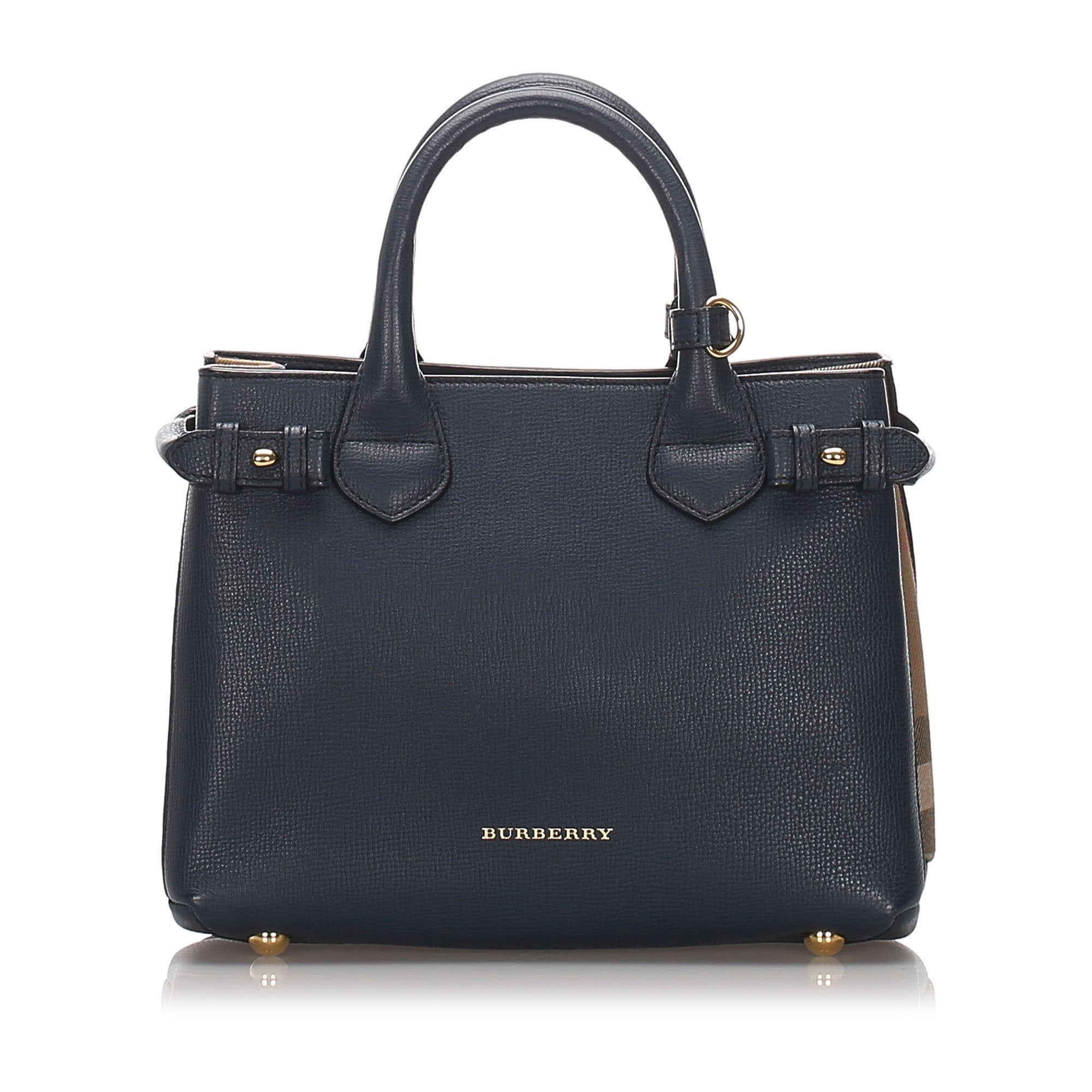 Pre-Loved Burberry Black Calf Leather Banner Handbag Italy