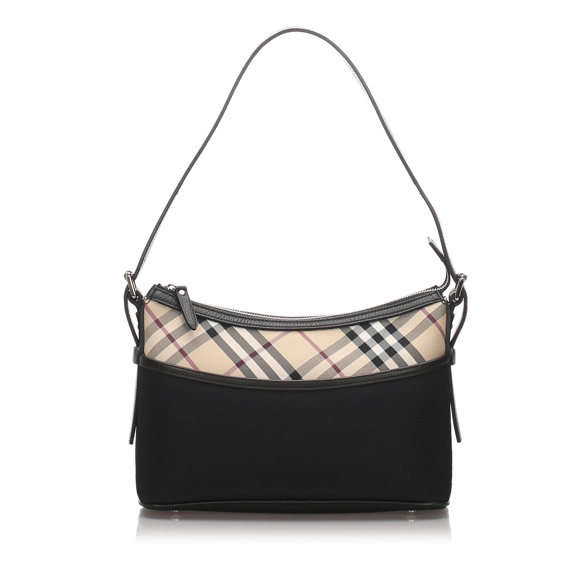 Pre-Loved Burberry Black Nylon Fabric Nova Check Shoulder Bag United Kingdom
