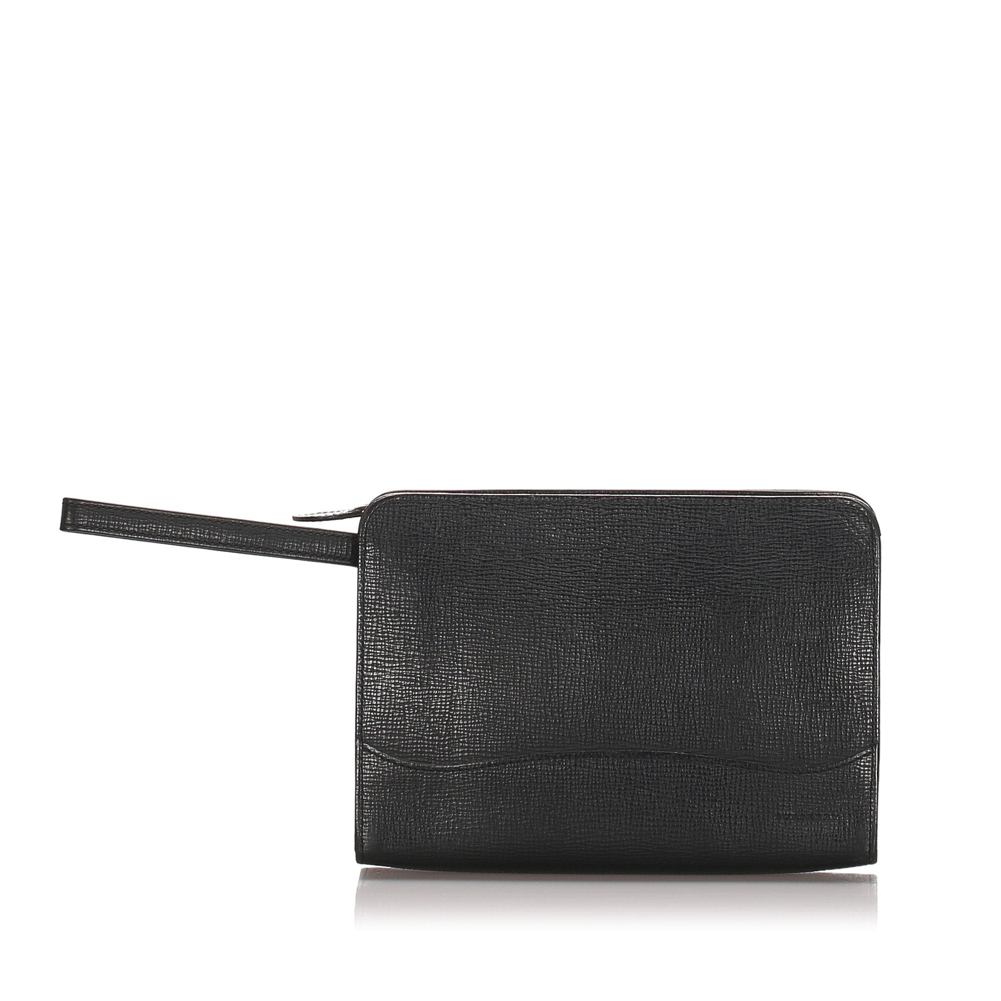 Pre-Loved Burberry Black Calf Leather Clutch Bag United Kingdom