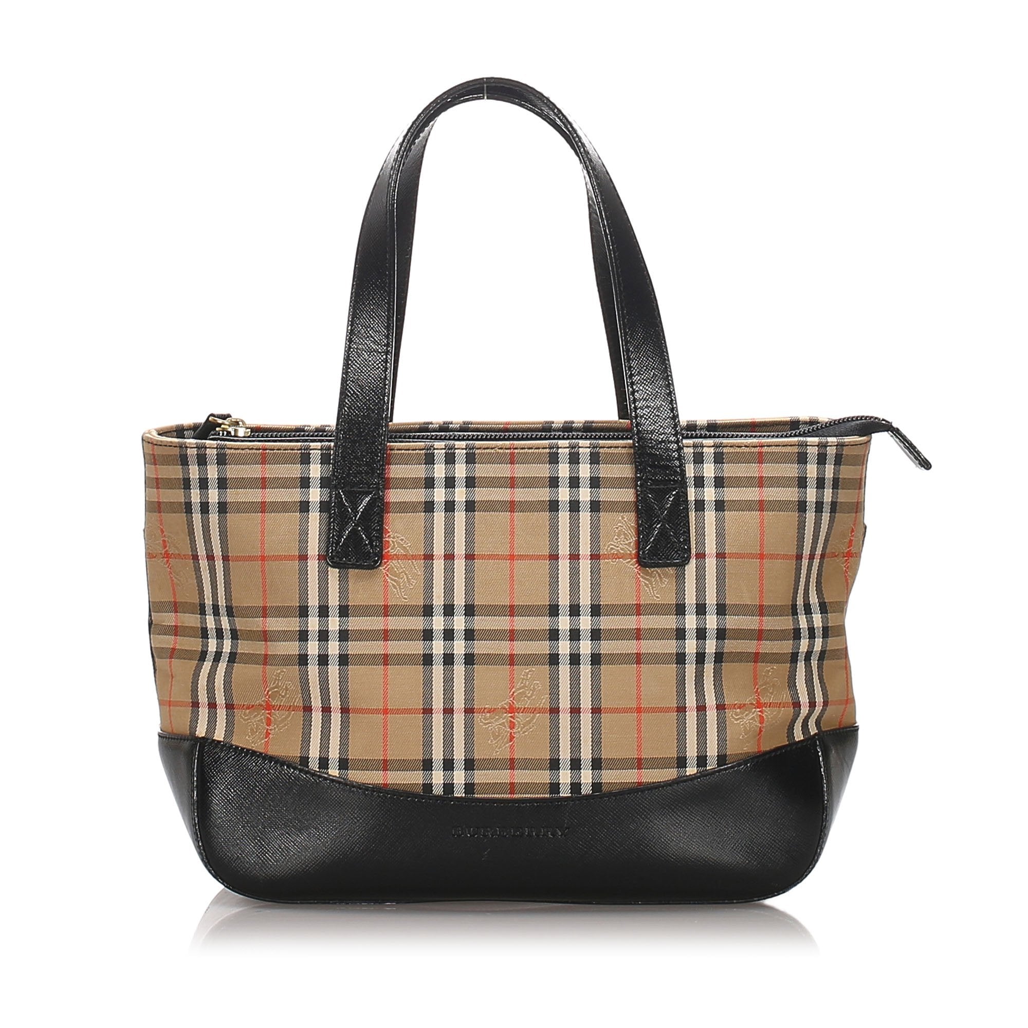 Pre-Loved Burberry Brown Haymarket Check Canvas Handbag United Kingdom