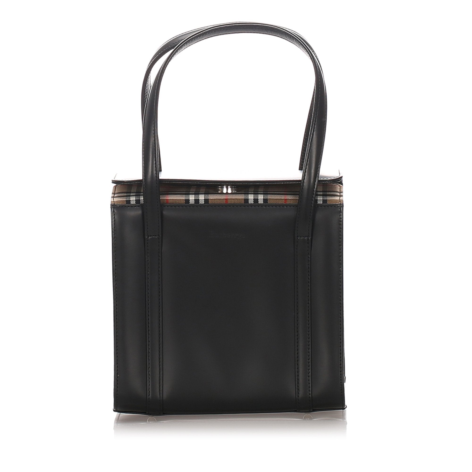 Pre-Loved Burberry Black Canvas Fabric Leather Handbag United Kingdom