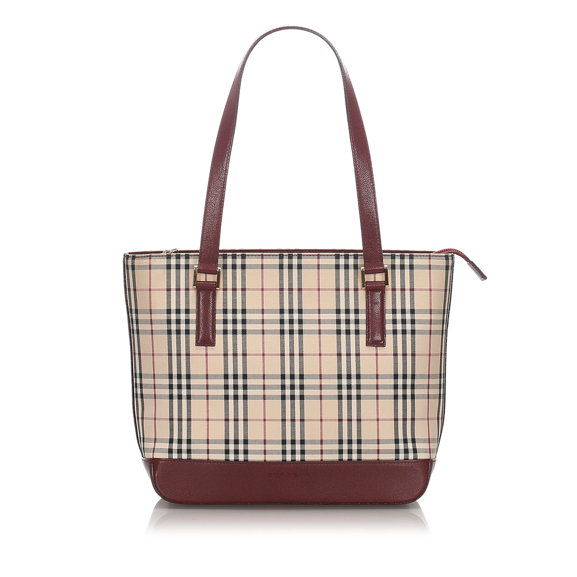 Pre-Loved Burberry Brown Beige Canvas Fabric House Check Tote Bag United Kingdom