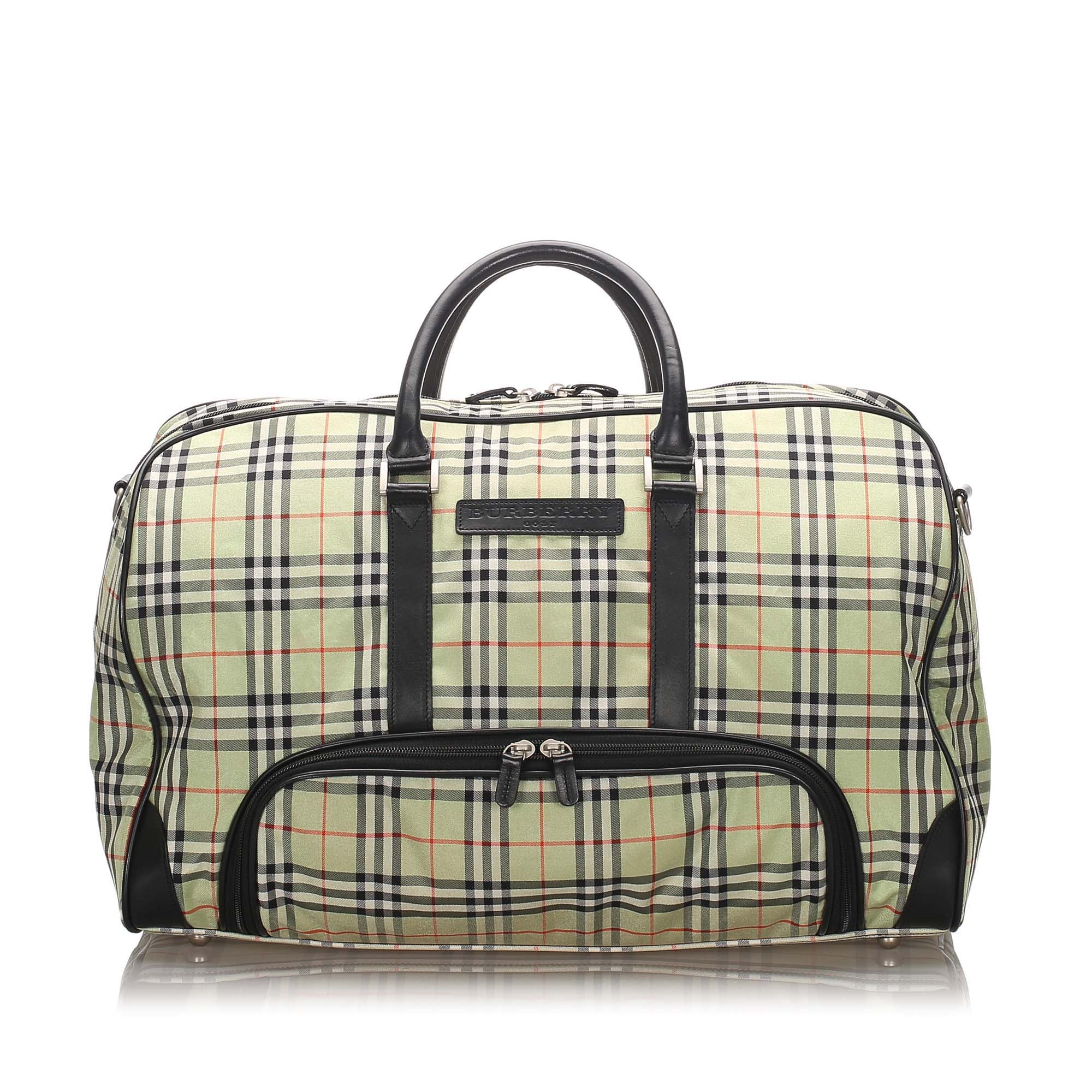Pre-Loved Burberry Brown Canvas Fabric House Check Travel Bag United Kingdom