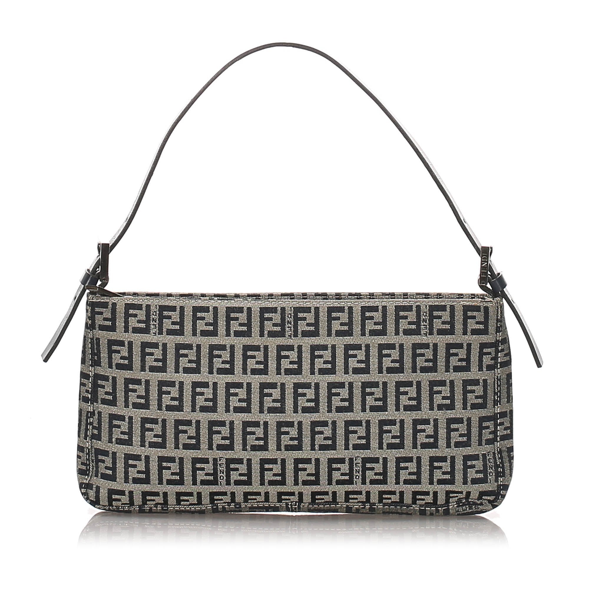 Pre-Loved Fendi Blue Dark Canvas Fabric Zucchino Baguette Italy