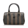 Pre-Loved Fendi Brown PVC Plastic Mini Pequin Boston Bag Italy