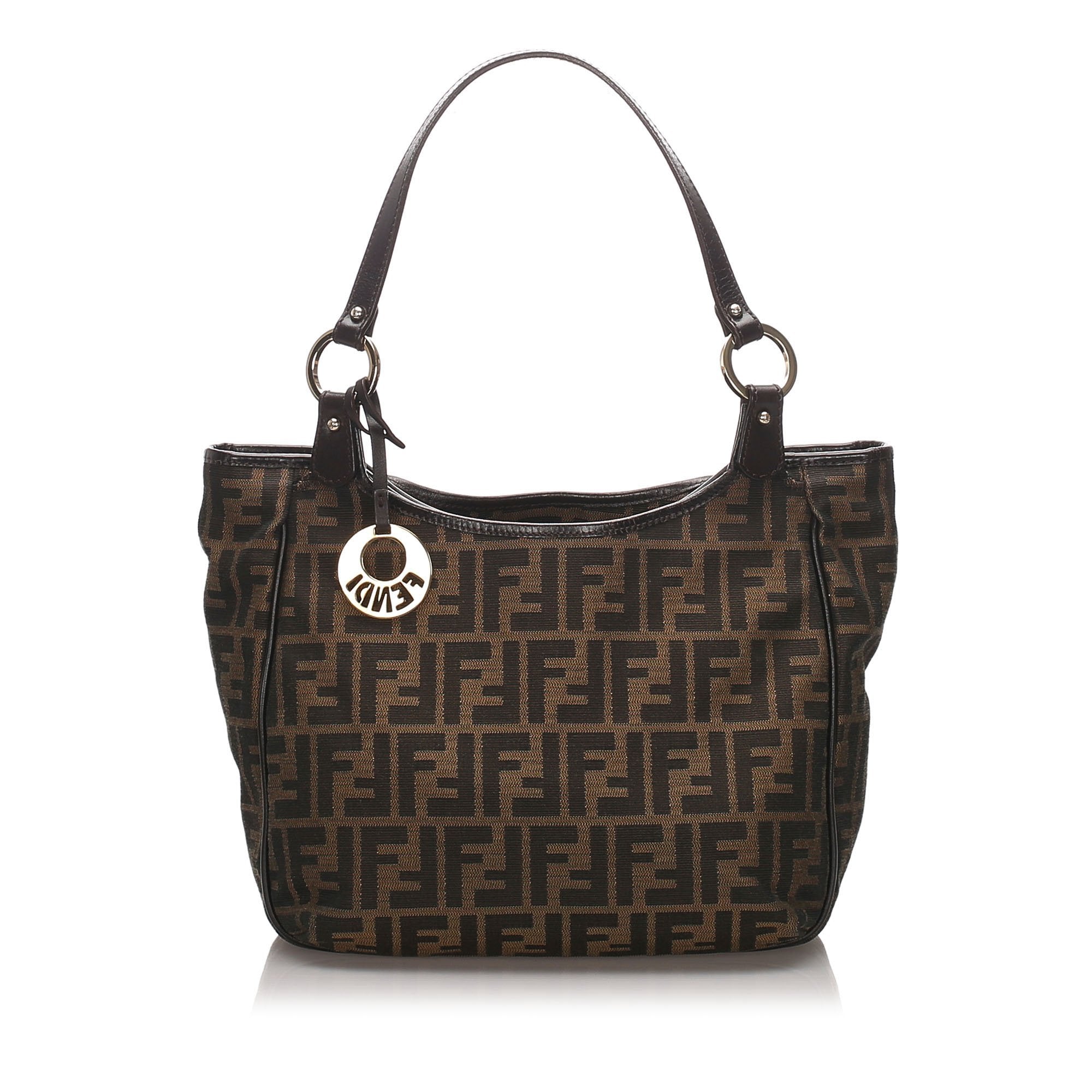 Pre-Loved Fendi Brown Dark Canvas Fabric Zucca Shoulder Bag Italy