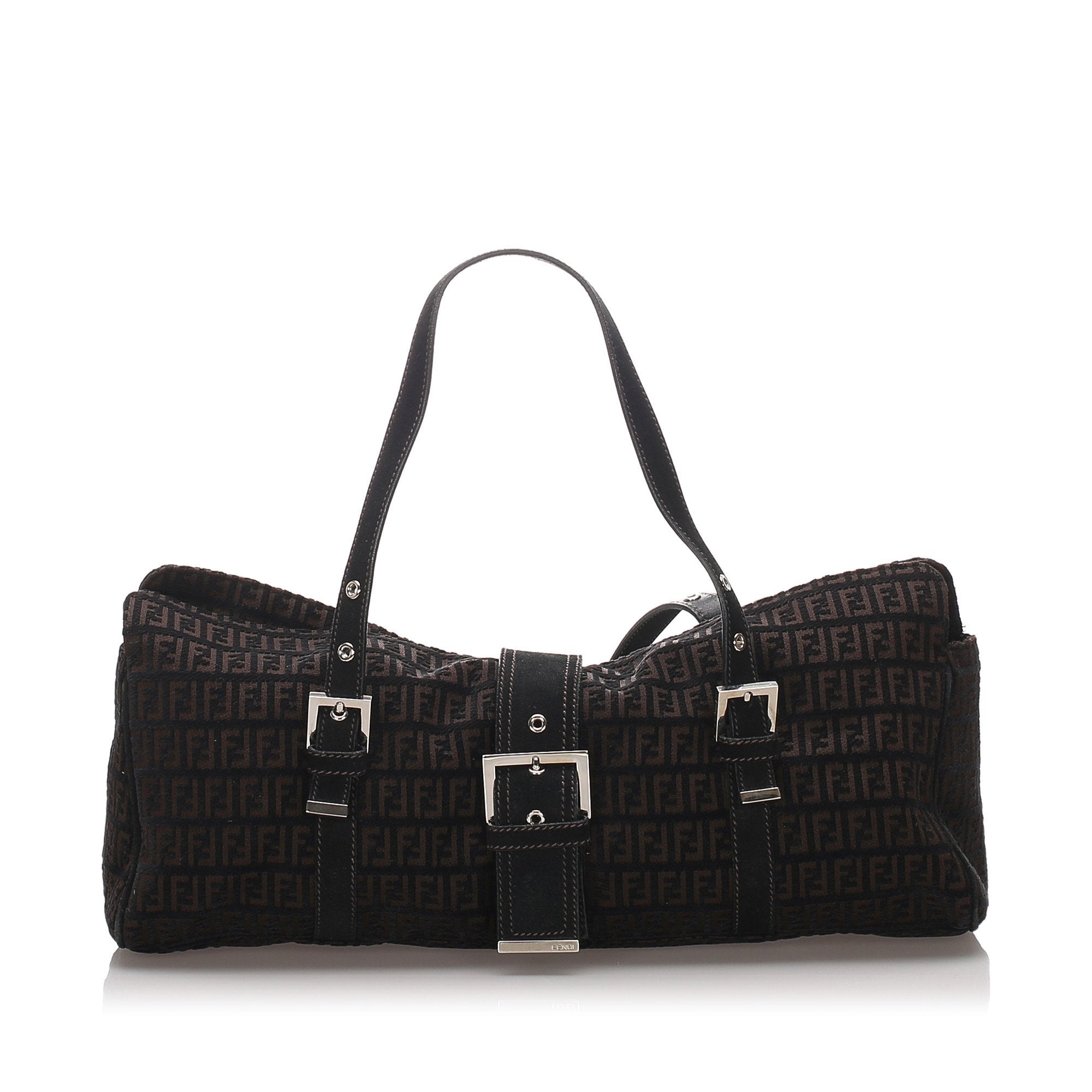 Pre-Loved Fendi Brown Dark Canvas Fabric Zucchino Shoulder Bag Italy