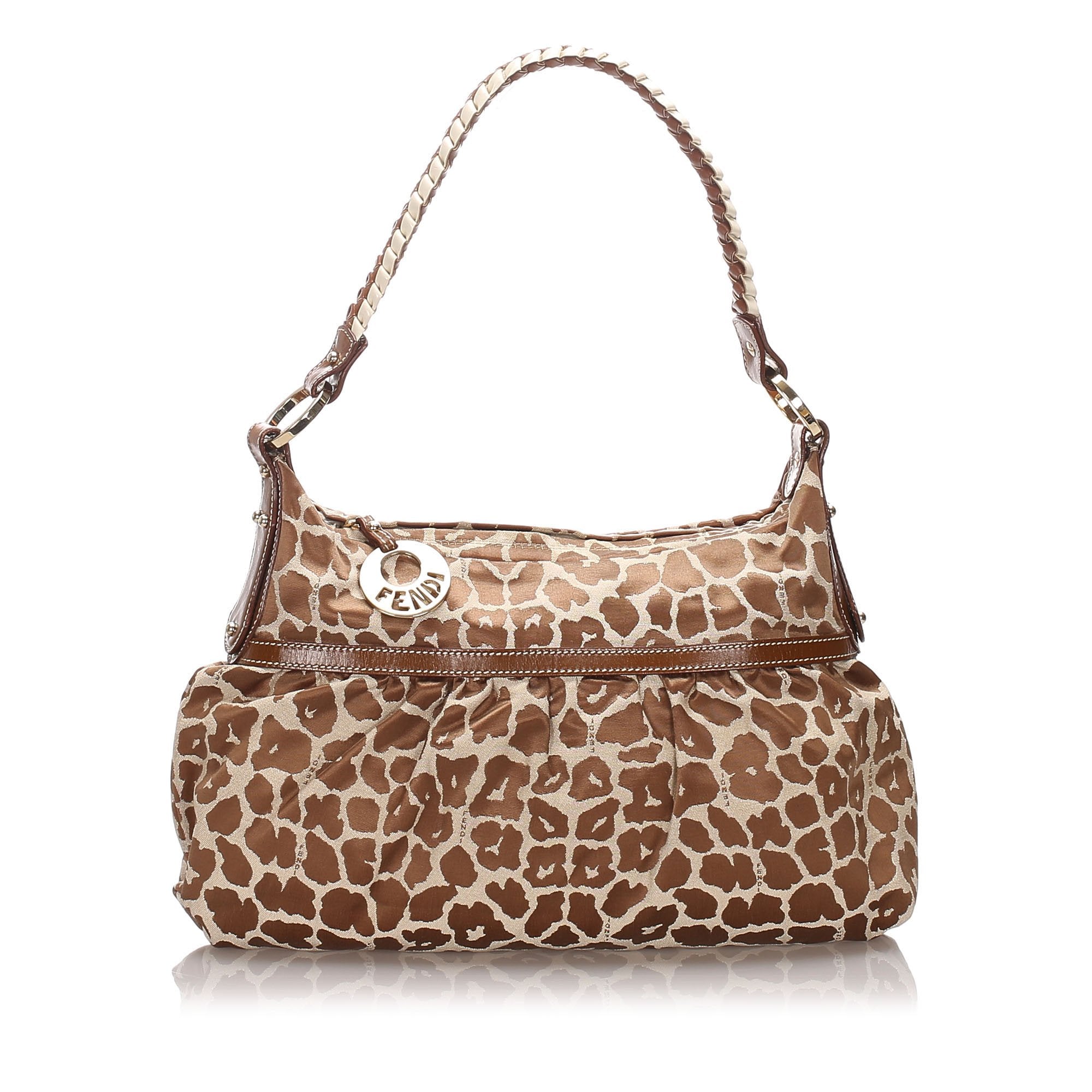 Pre-Loved Fendi Brown Beige Canvas Fabric Leopard Print Chef Italy
