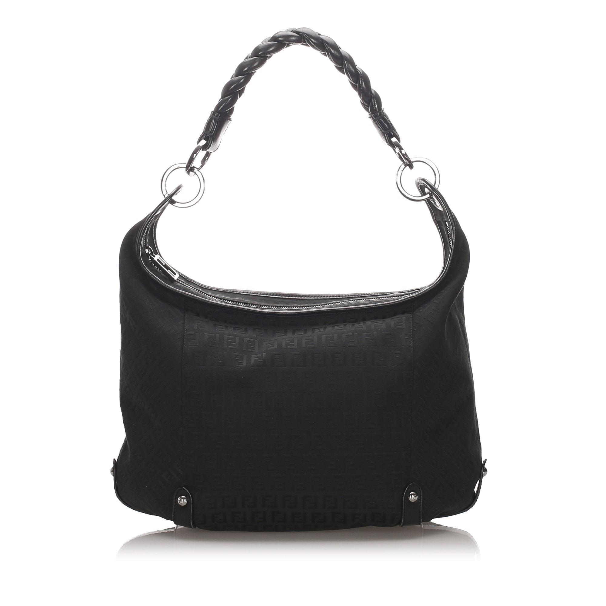 Pre-Loved Fendi Black Canvas Fabric Zucchino Shoulder Bag Italy