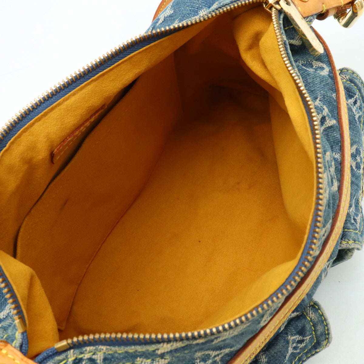 Louis Vuitton Louis Vuitton Monogram Denim Buggy PM Shoulder Bag Long Shoulder Slipper Blue M95049